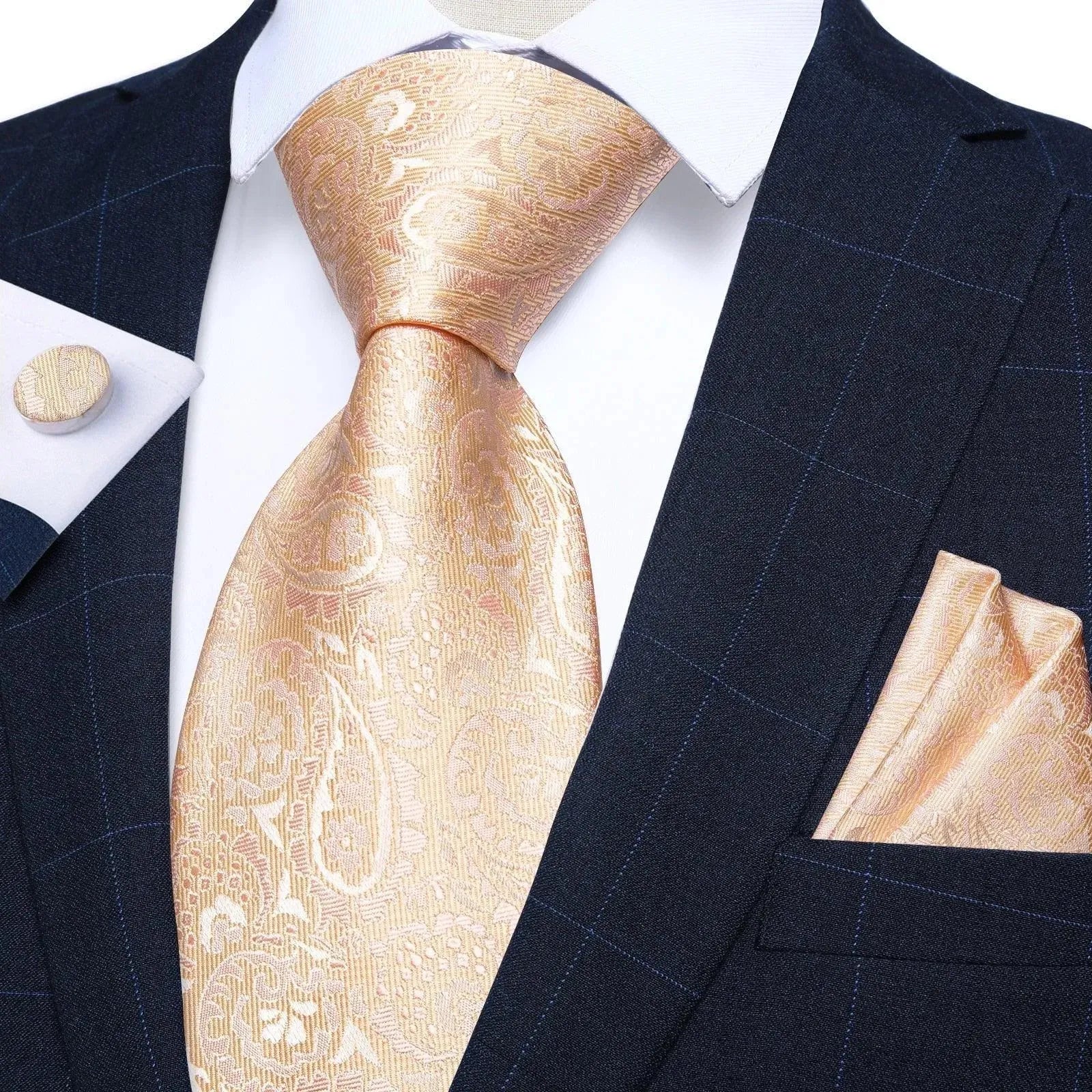 Premium Paisley Silk Necktie Set for Men - Elegant Formal & Business Attire - Perfect for Weddings, Office & Special Occasions
