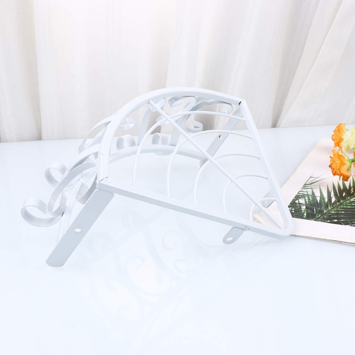 Metal Flower Pot Holder Wall Mounted - Corner Shelves & Railing Planter Bracket - Fence Planter Hanger Basket for Garden, Balcony, Porch - White - Perfect for Outdoor Decor & Small Space Gardening
