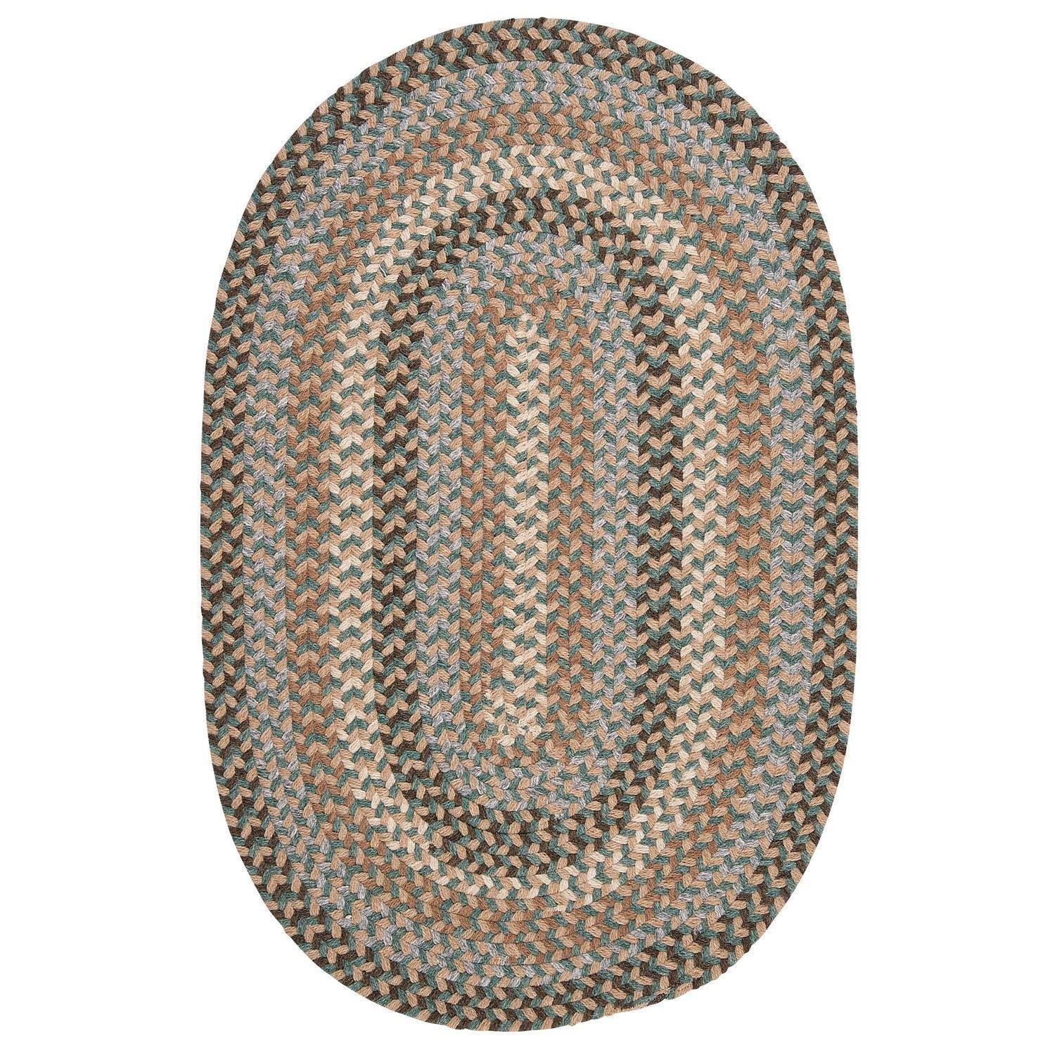 Handmade American Braided Wool Blend Reversible Round Rug - 4' Diameter in Teal & Beige - Perfect for Living Room, Bedroom, and Cozy Home Decor