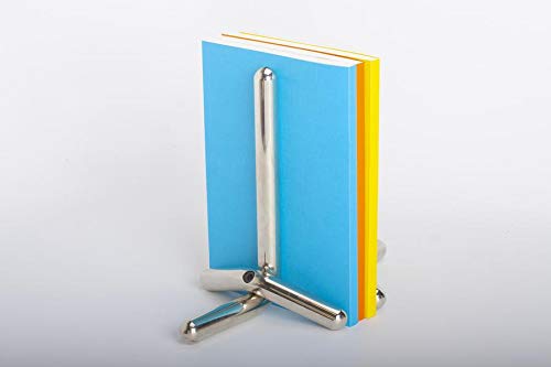 Craighill Cal Bookends - Heavy Duty Metal Bookends for Shelves, Decorative Book Holder & Organizer (Set of 2, Nickel Finish) - Perfect for Home Office, Library & Bookshelf Organization