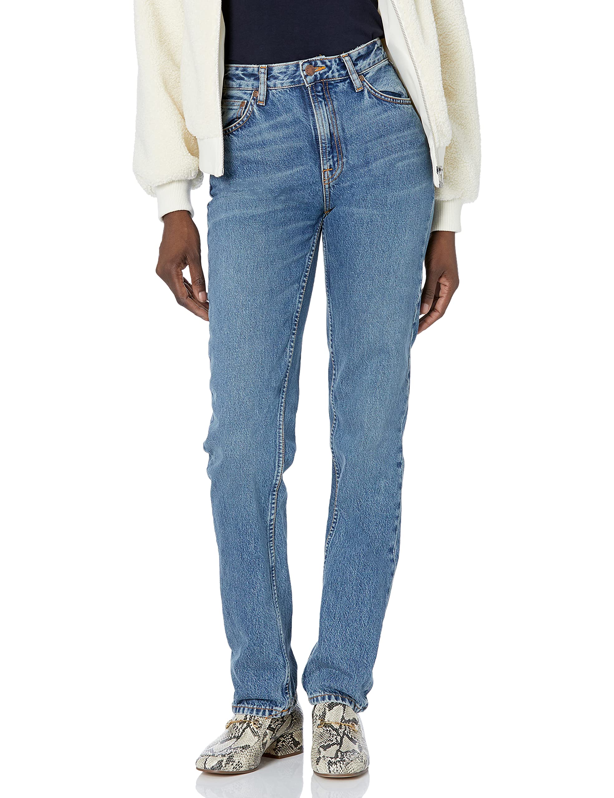 Nudie Jeans Women's Lofty Lo Far Out High Waist Skinny Jeans - Stretch Denim Pants for Casual Wear & Everyday Outfits