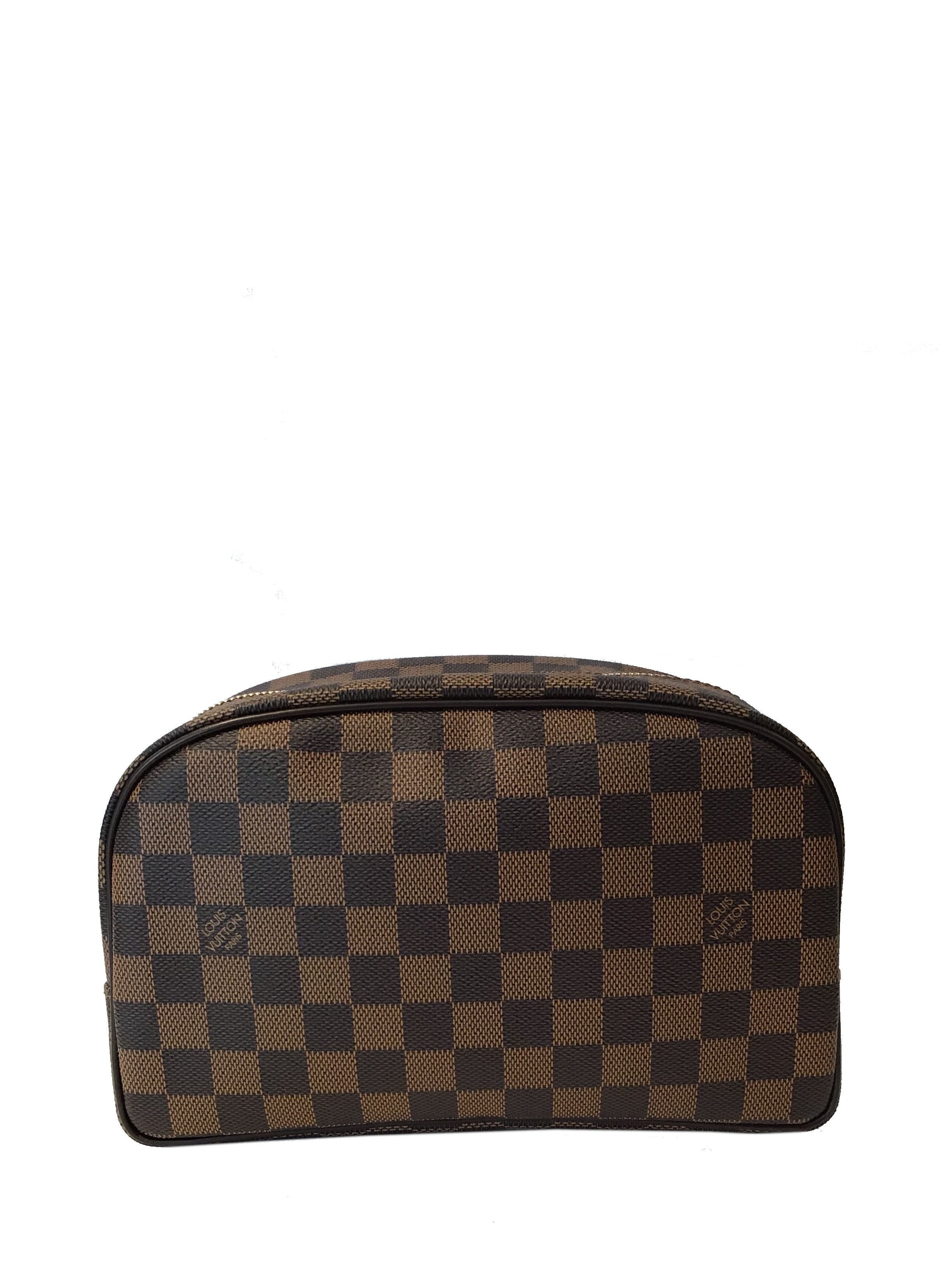 Louis Vuitton Damier Ebene Toiletry Case 25 - Travel Cosmetic Bag for Women & Men | Perfect for Makeup, Skincare & Travel Essentials Organization