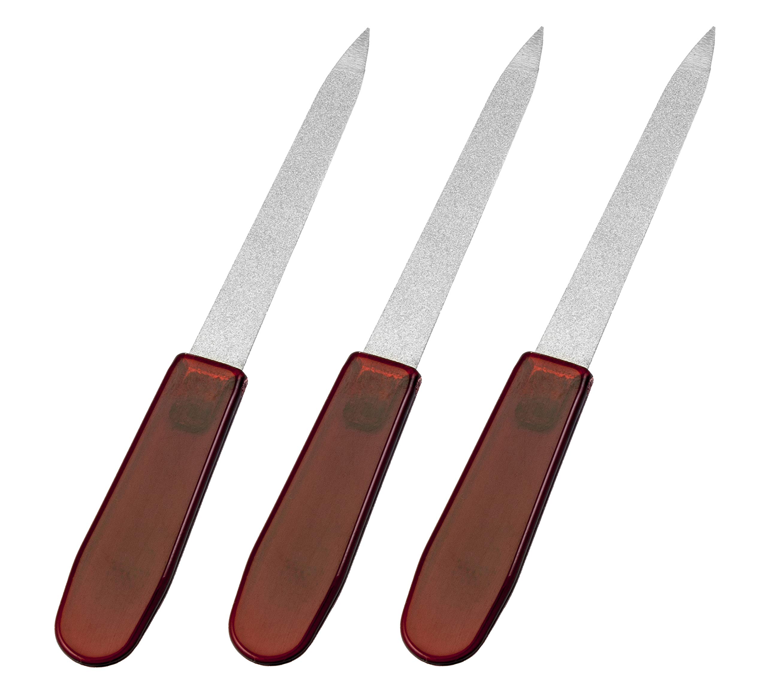 Premium Sapphire Crystal Nail Files Set - 3 Pack Professional Metal Manicure & Pedicure Tools for Strong Natural Nails - Perfect for Home Salon, Travel & Gift Giving