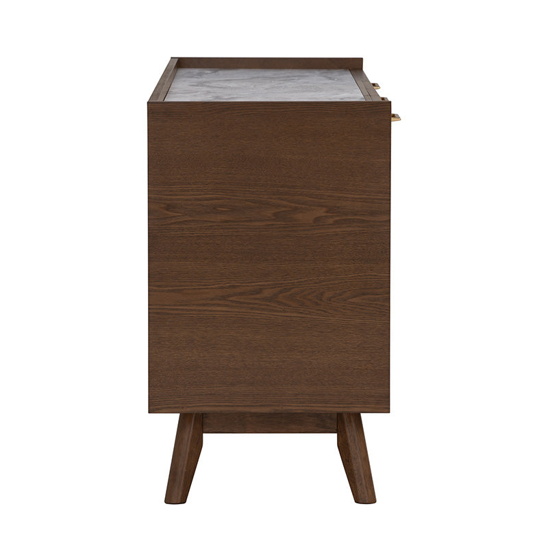 BREDA 160cm Walnut Sideboard Buffet - Modern Dining Room Storage Cabinet for Kitchen, Living Room & Entryway Organization