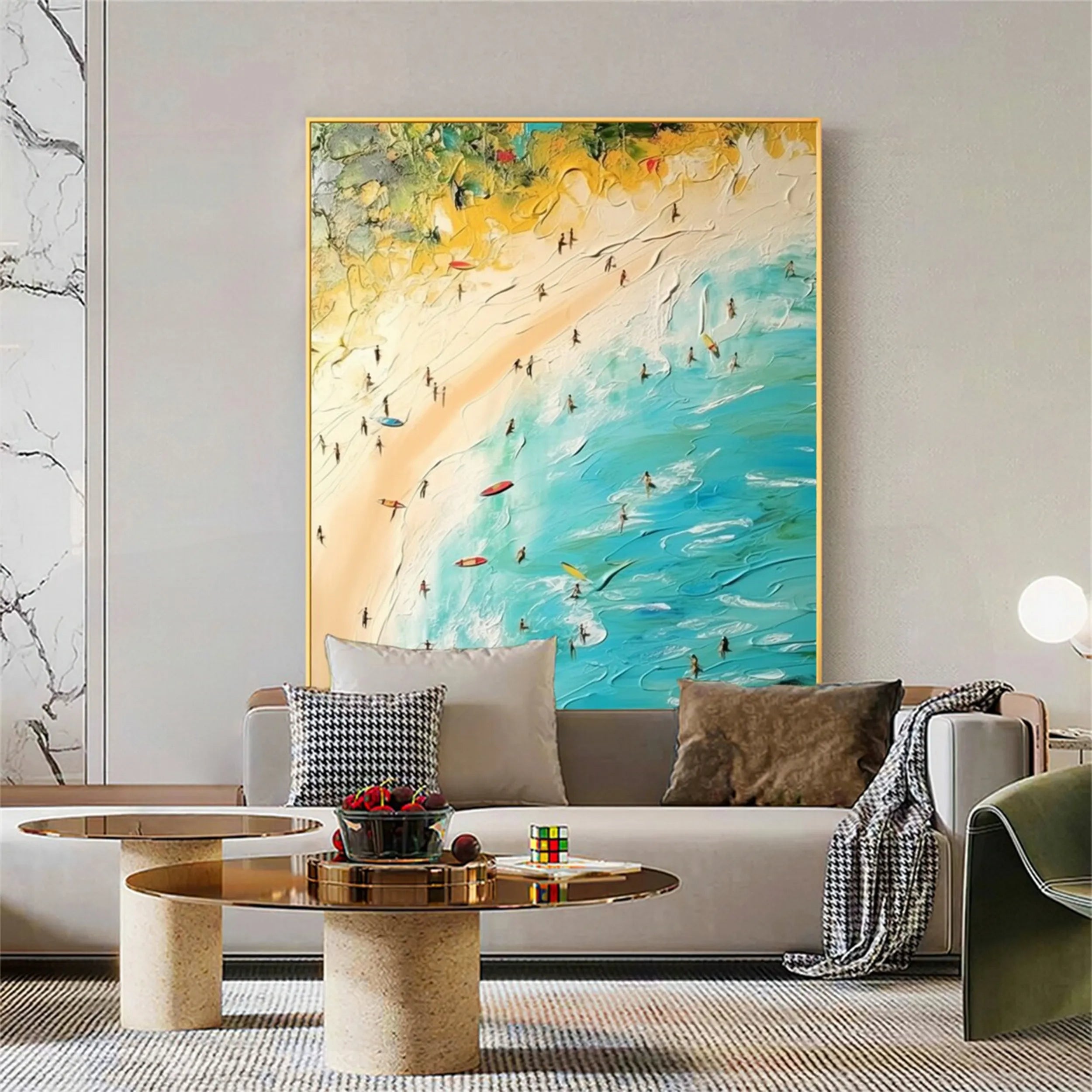 Seascape and Snowy Peak Landscape Painting - Premium Wall Art Decor for Living Room, Bedroom, Office #SP027