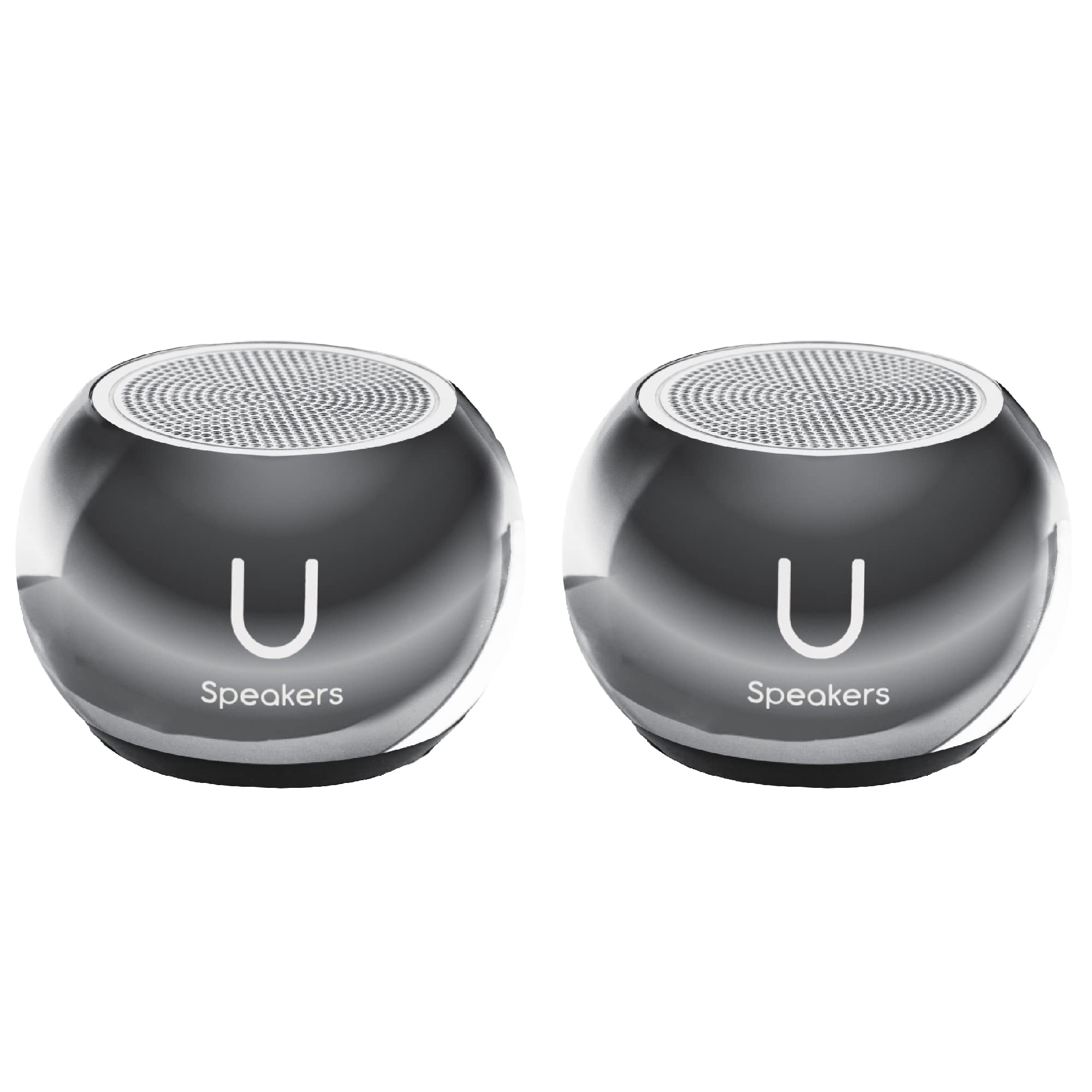 Mini Bluetooth Computer Speaker 2-Pack with Built-in Mic & Selfie Remote - Wireless Portable Speakers for Workspace, Desktop, Laptop, Tablet & PC - Perfect for Home Office, Gaming & Video Calls (Mirror Hematite)