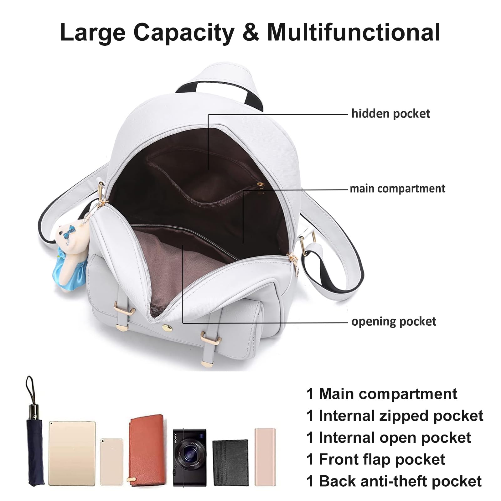 Cute Mini Backpack for Girls - Small PU Leather Backpack Purse Set for Teens & Kids | School, Travel, Shopping & Daily Use