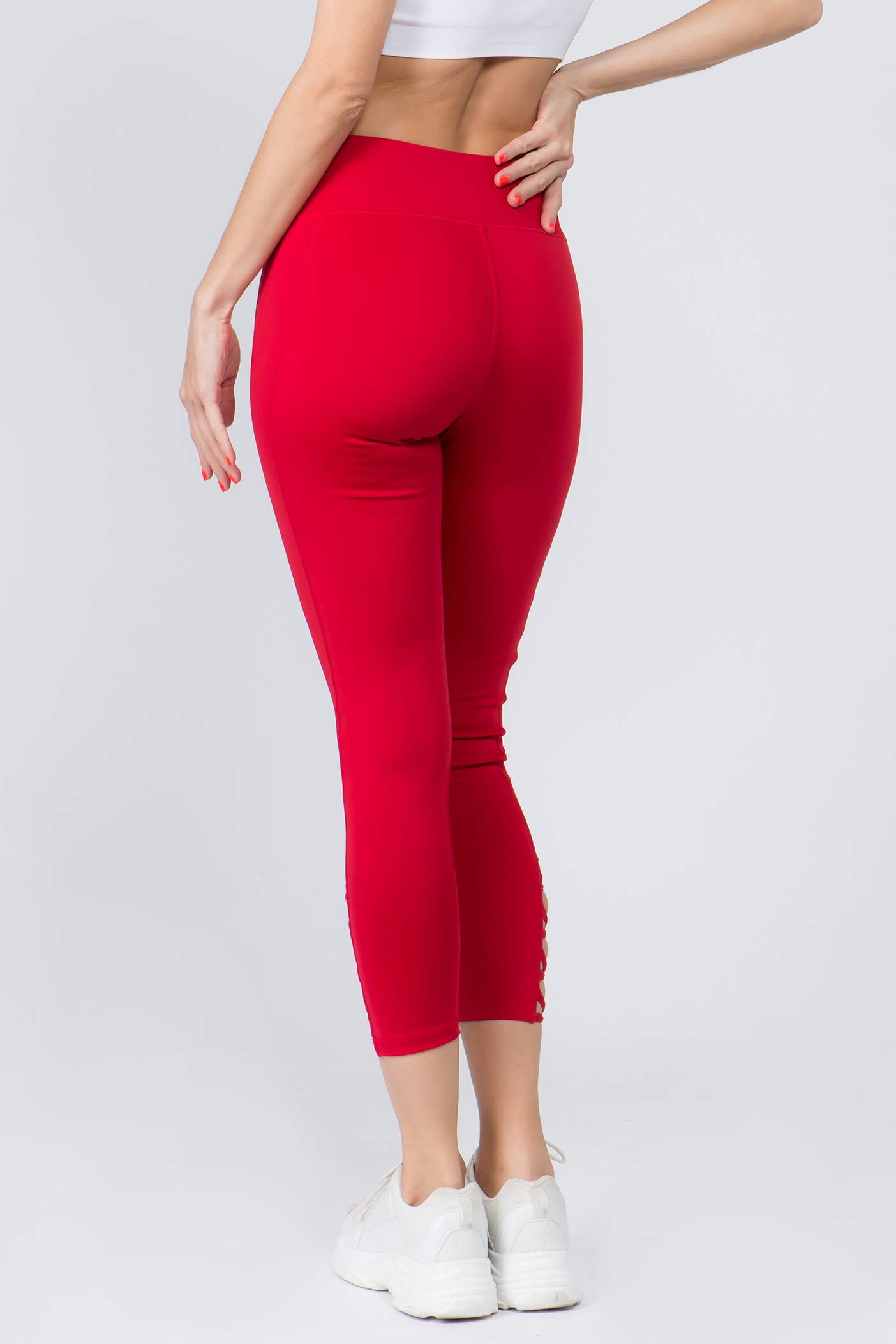 ICONOFLASH Women's High Waist Workout Leggings with Pockets & Lattice Design - Yoga, Running & Gym Activewear