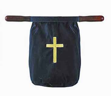 Embroidered Cross Offering Bags - Blue (2 Pack) | Church Collection Baskets for Donations & Worship Services