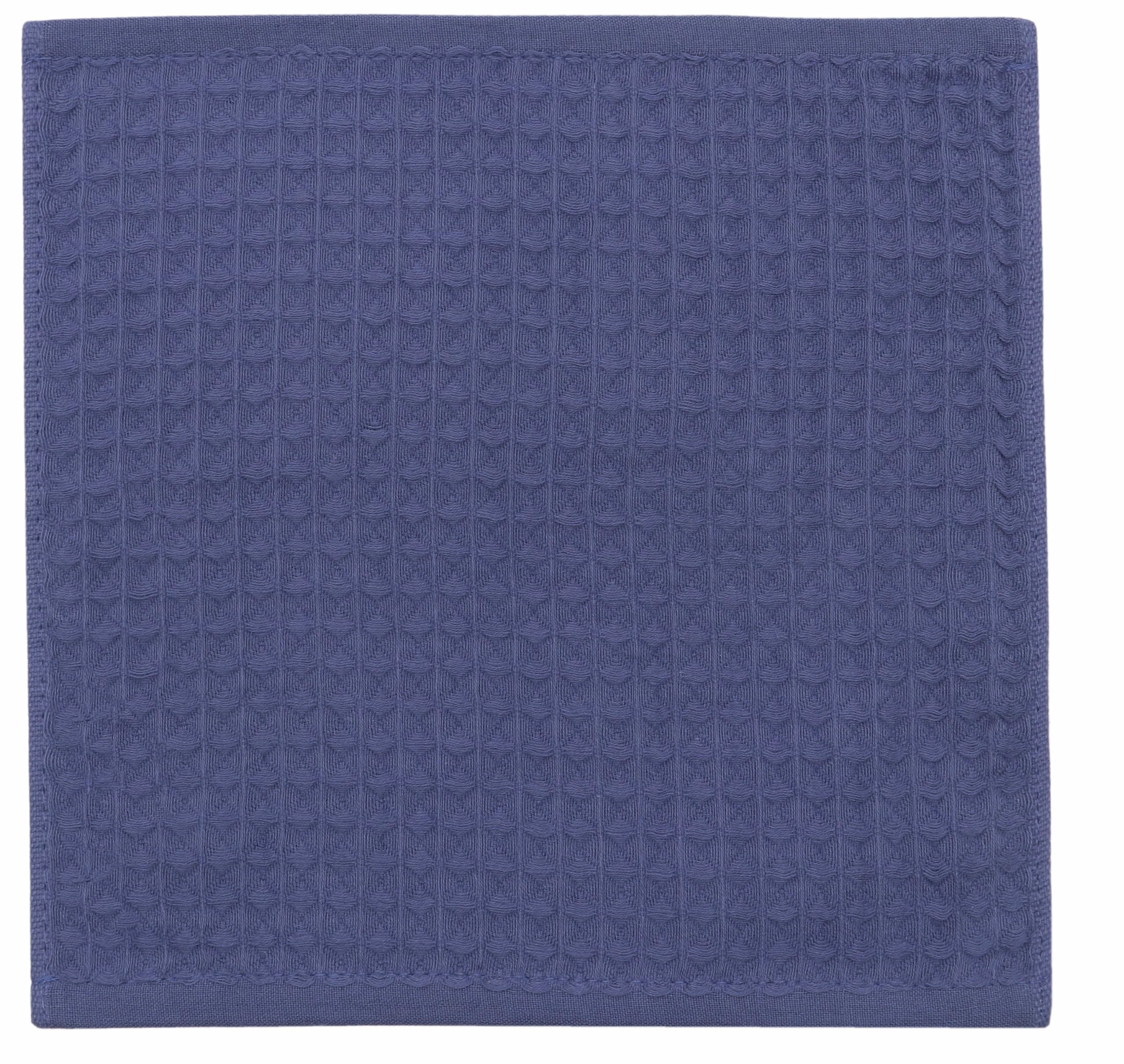 Double Deck Cotton Dish Cloths Set of 8 - Super Absorbent & Soft 12x12 Inch Kitchen Towels for Washing Dishes, Cleaning & Drying - Perfect for Daily Kitchen Use, Dishwashing & Countertop Cleaning (Blue)
