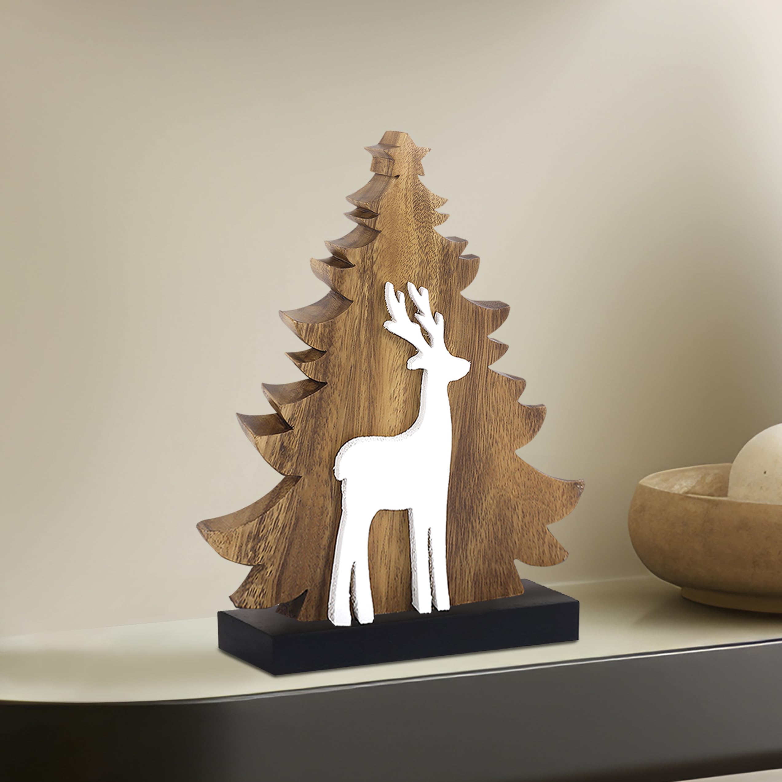 Handcrafted Solid Wood Christmas Tree Centerpiece - Holiday Home Decor for Living Room, Bedroom, Dining Table & Farmhouse - Perfect Housewarming Gift & Seasonal Decoration (Christmas Tree Decor, Coffee Table Centerpiece, Kitchen Decor)