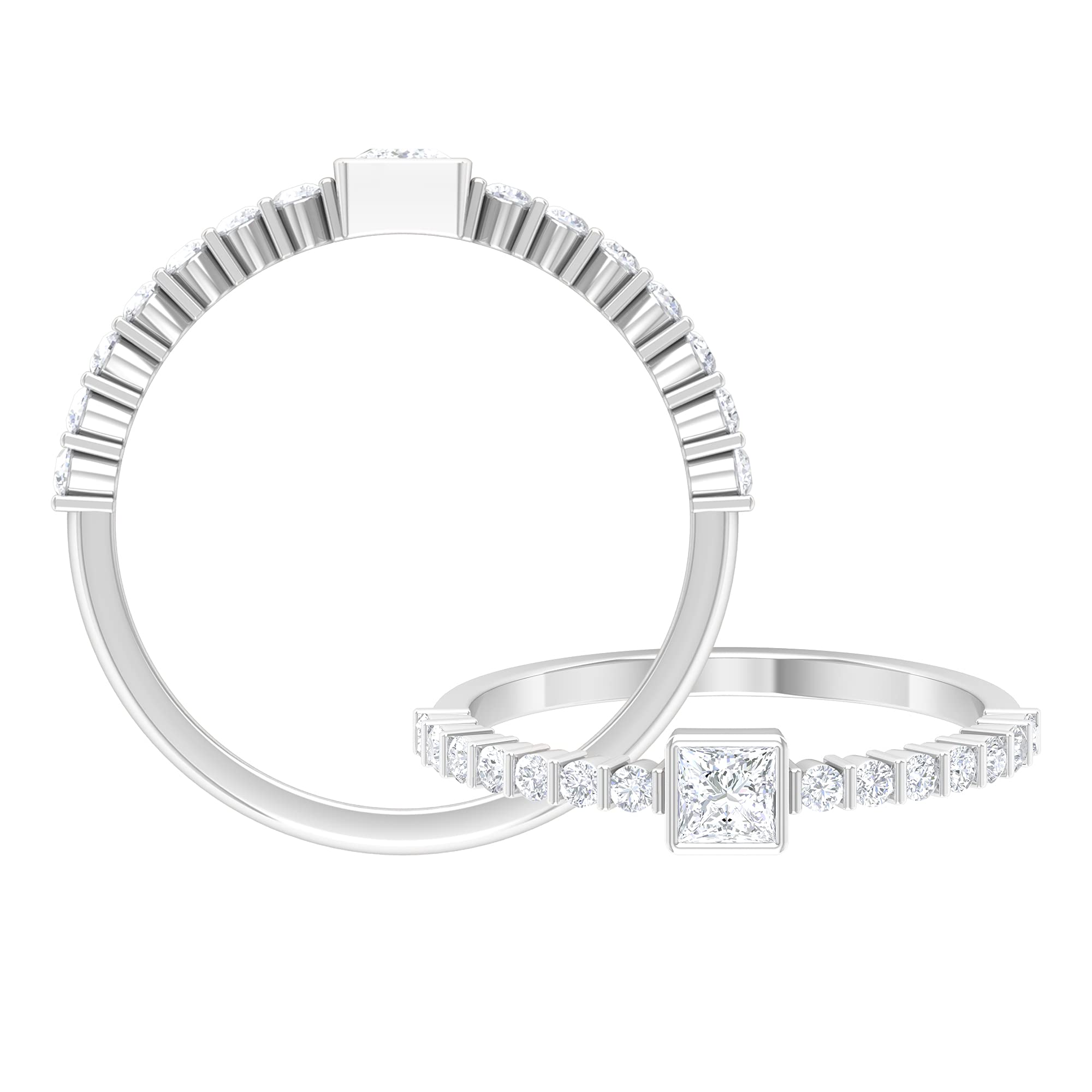 3/4 CT Diamond Promise Ring for Women - 14K Solid Gold Solitaire Ring with Side Stones, April Birthstone Jewelry | Perfect for Engagement, Anniversary & Gift Giving