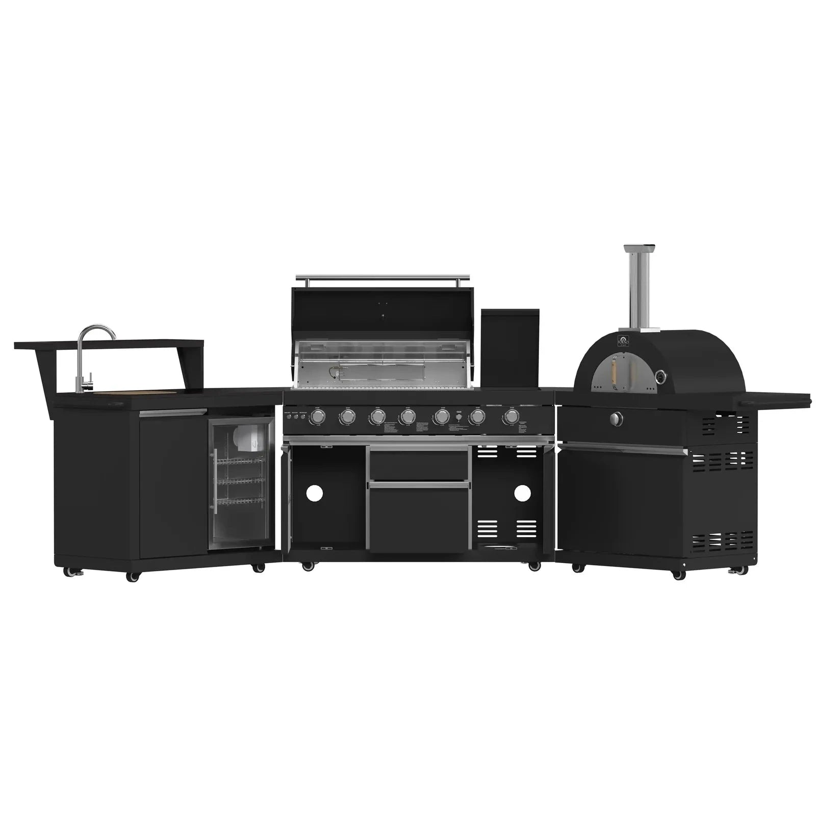 Forno All'Aperto Outdoor Kitchen Set FODKT2551BLK - Premium Stainless Steel BBQ Grill Island with Side Burner & Storage - Perfect for Backyard, Patio, and Poolside Entertaining