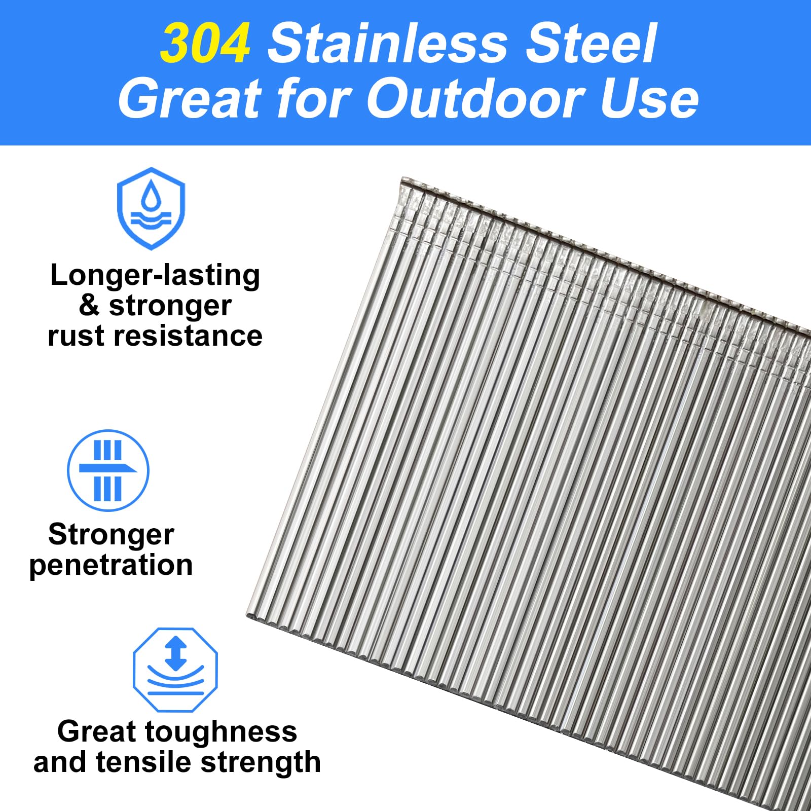 Premium 18 Gauge 304 Stainless Steel Brad Nails - 5000 Pcs for Pneumatic & Electric Nail Guns - Small Finishing Nails for Woodworking, Trim Work, and DIY Home Projects