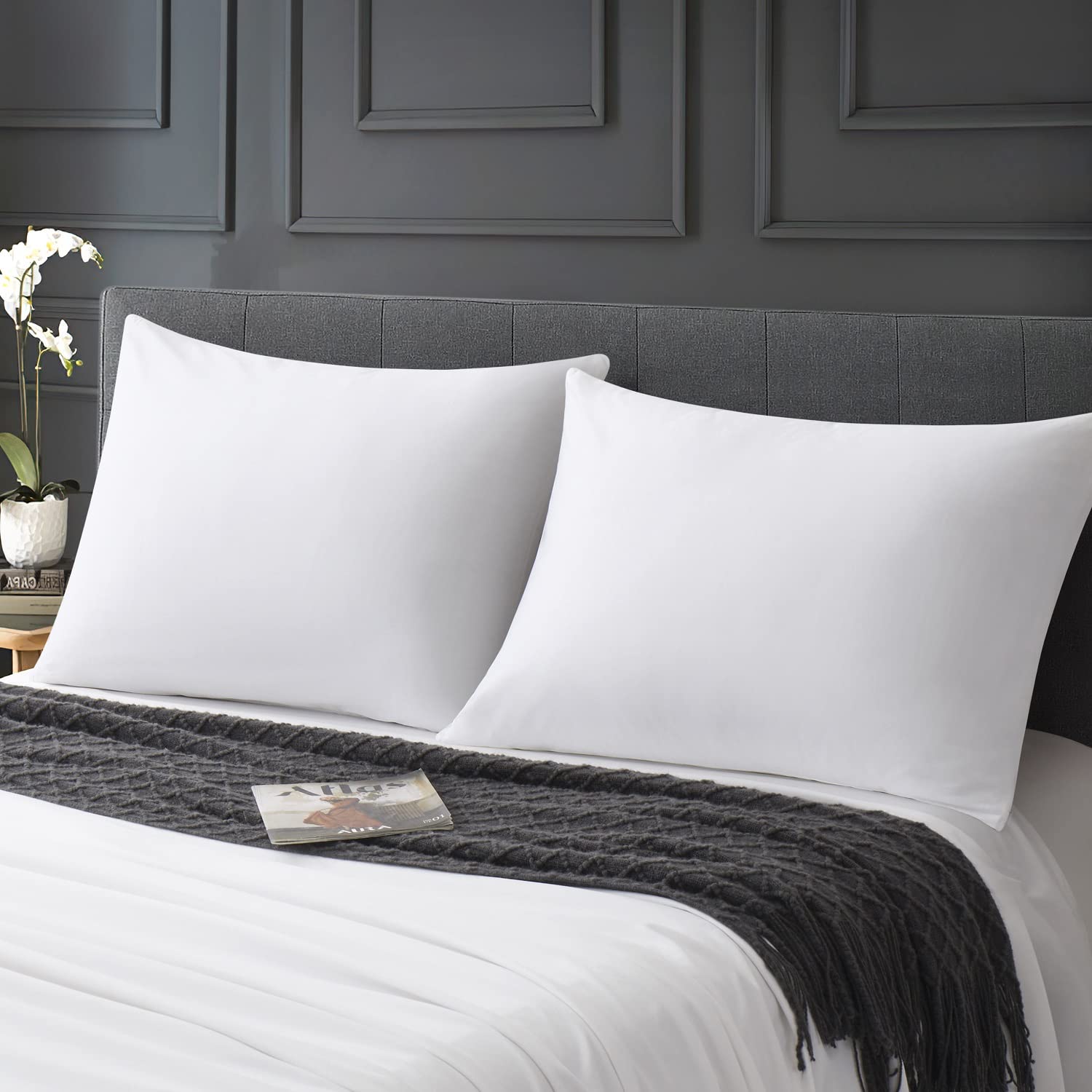Premium 100% Cotton King Size Zippered Pillowcase Set of 4 - Ultra Soft & Breathable Pillow Protectors with Secure Zipper Closure - 20x36 Inch White Bedding Covers for Hotels, Home Decor, and Luxury Bedroom Essentials