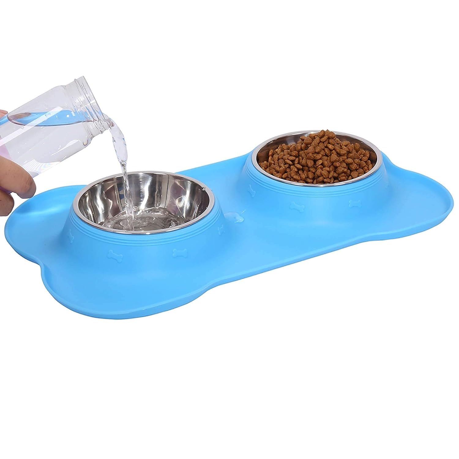 TERXA Non-Slip Pet Bowl Set - Stainless Steel Food & Water Dish for Dogs & Cats - Home & Travel Use