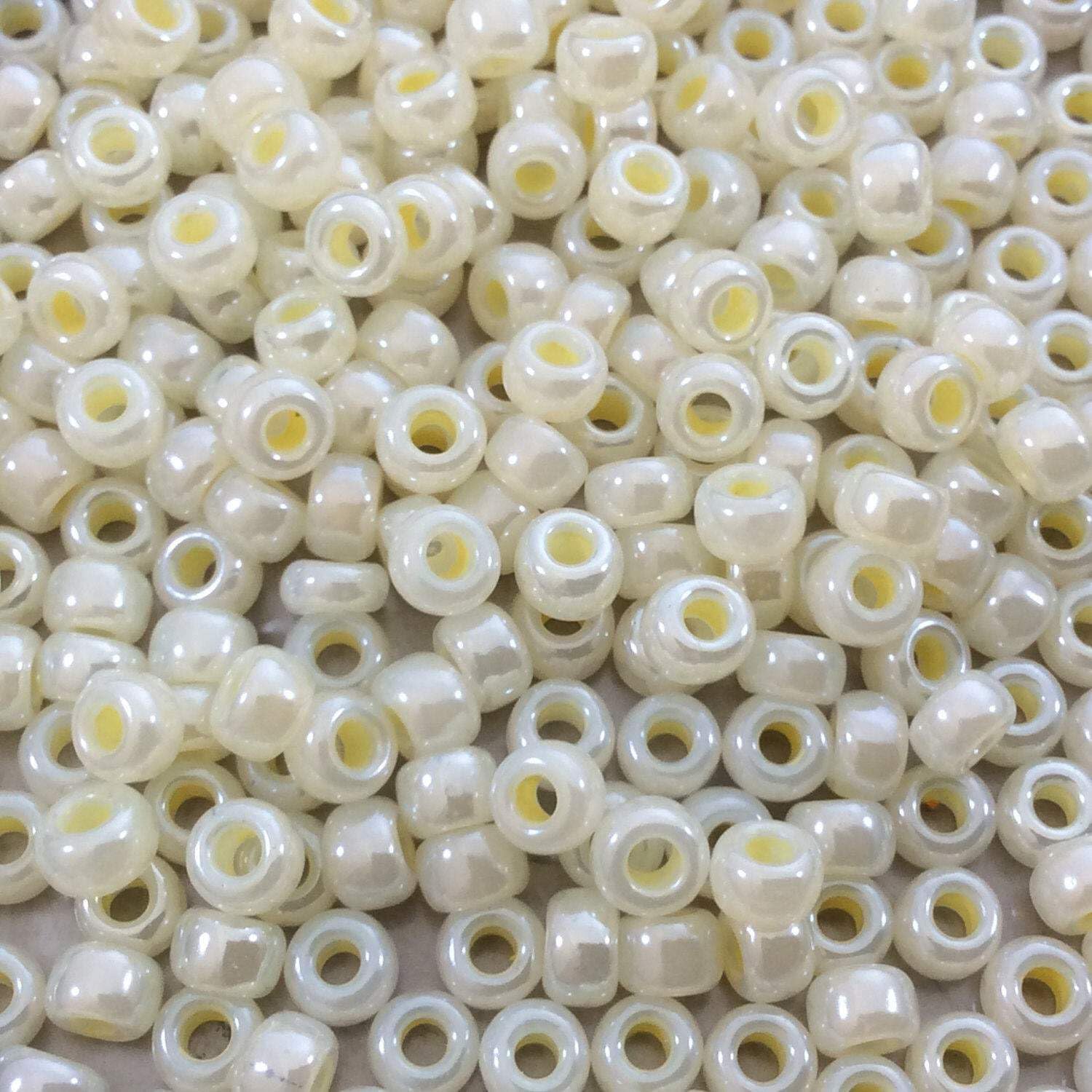 Miyuki 6/0 Round Rocaille Seed Beads - 20g Butter Cream Ceylon Glass Beads for Jewelry Making, DIY Crafts, Scrapbooking & Home Decor