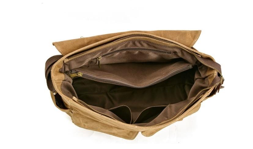 Stylish Canvas and Leather Messenger Bag for Men & Women - Durable Shoulder Handbag for Work, Travel & Daily Commute