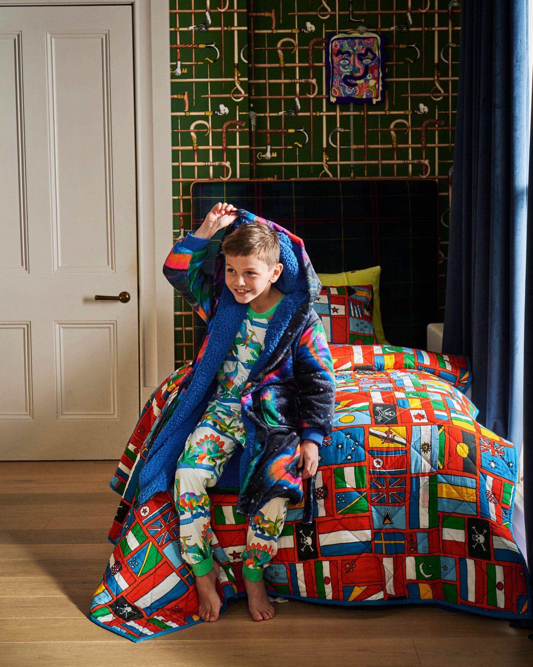 Dino Safari Organic Cotton Long Sleeve Top & Pants Pajama Set for Kids - Soft & Comfortable Sleepwear for Boys & Girls - Perfect for Bedtime, Lounging & Family Movie Nights