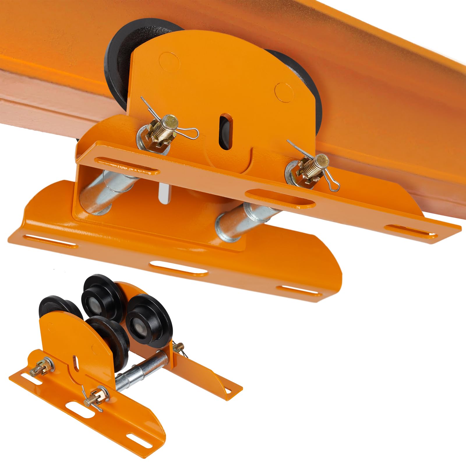 Heavy Duty 1/2 Ton I-Beam Trolley for Electric Hoist - Dual Track Rollers, Adjustable Flange & Push Geared Wheels - Wide Flange Overhead Crane System (0.5 Ton Capacity) - Perfect for Warehouses, Construction Sites & Industrial Lifting Operations