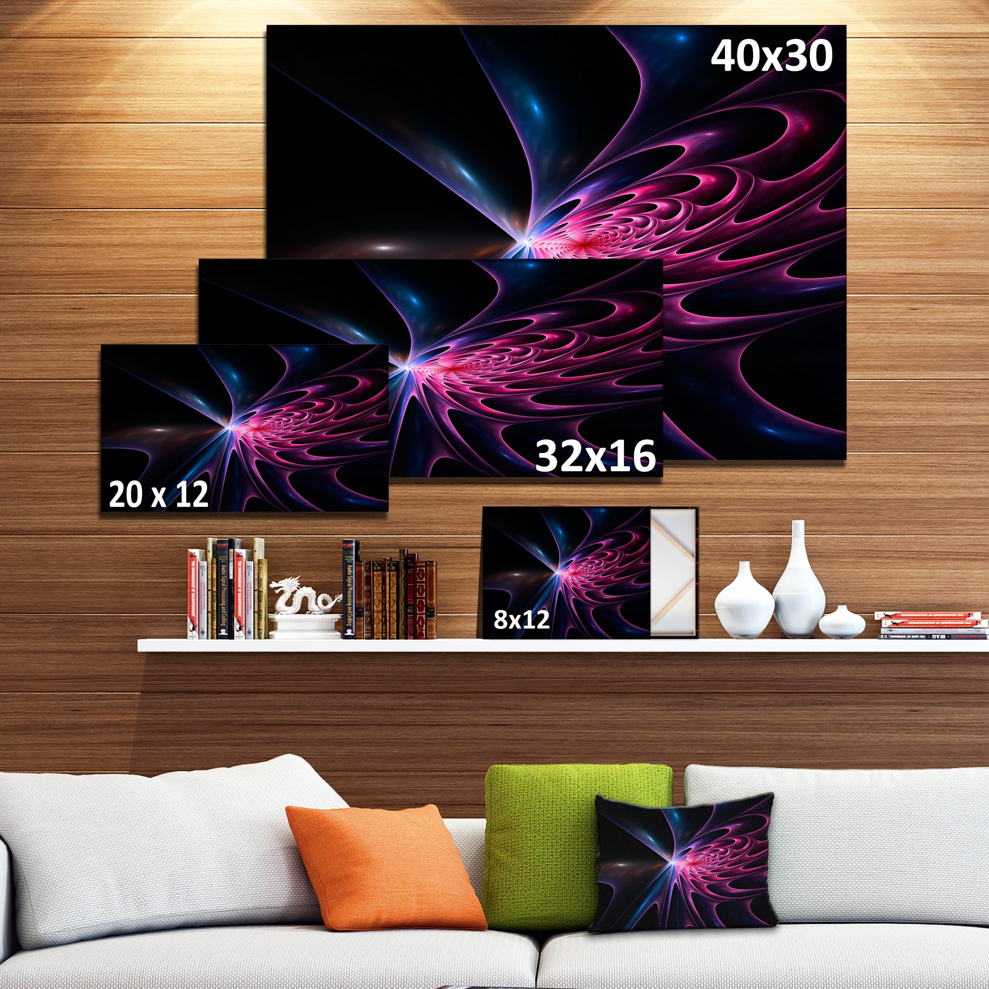 Blue Fractal Light Abstract Canvas Art Print - Modern Wall Decor for Living Room, Bedroom & Office