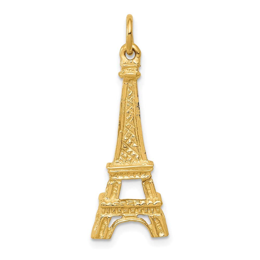 14k Yellow Gold Eiffel Tower Pendant Charm for Jewelry Making
