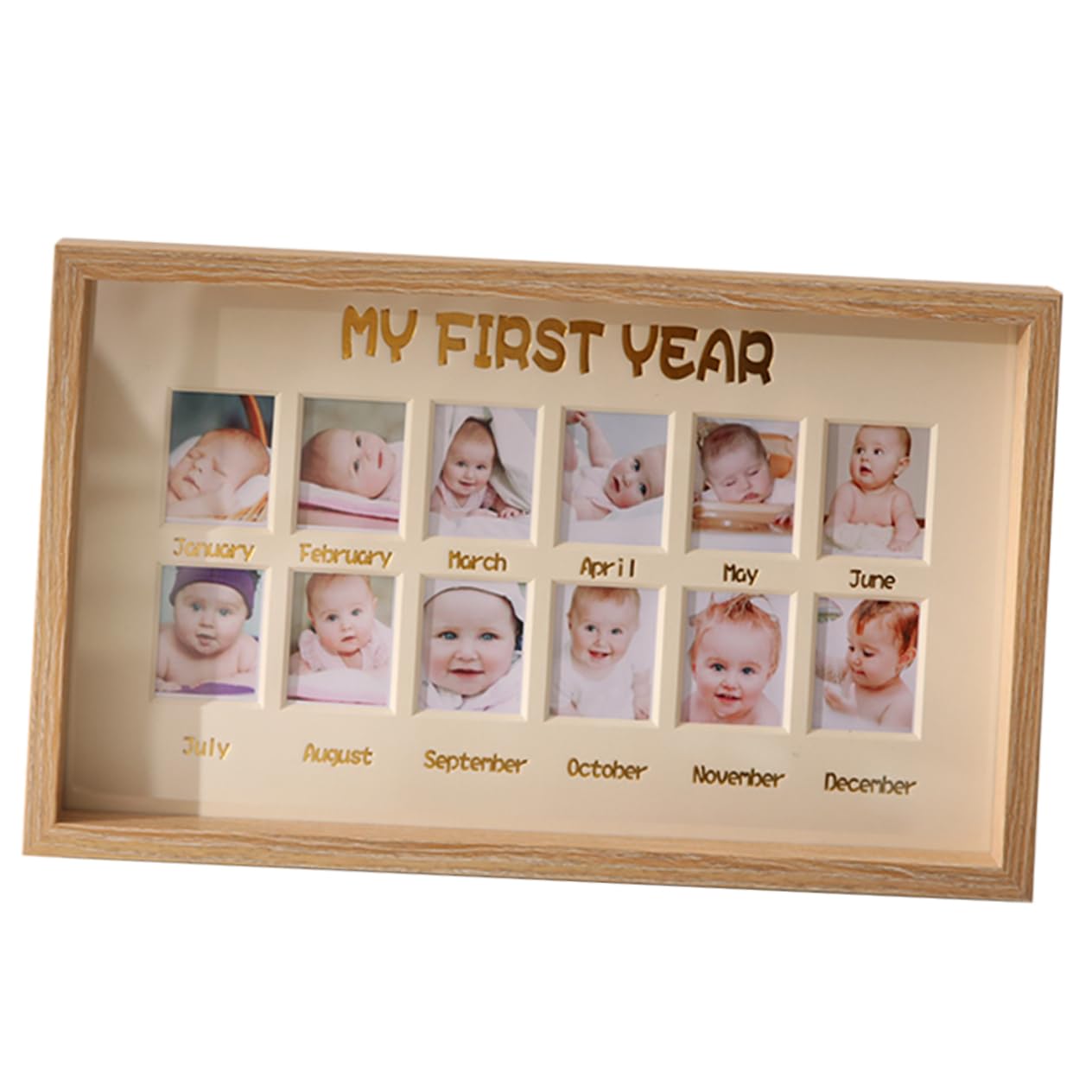 **iFundom First Year Photo Frame - Baby Growth Picture Frame for Desktop, Tabletop Decor, Commemorative Keepsake - Perfect for Newborn Milestones, Birthdays, and Family Memories**
