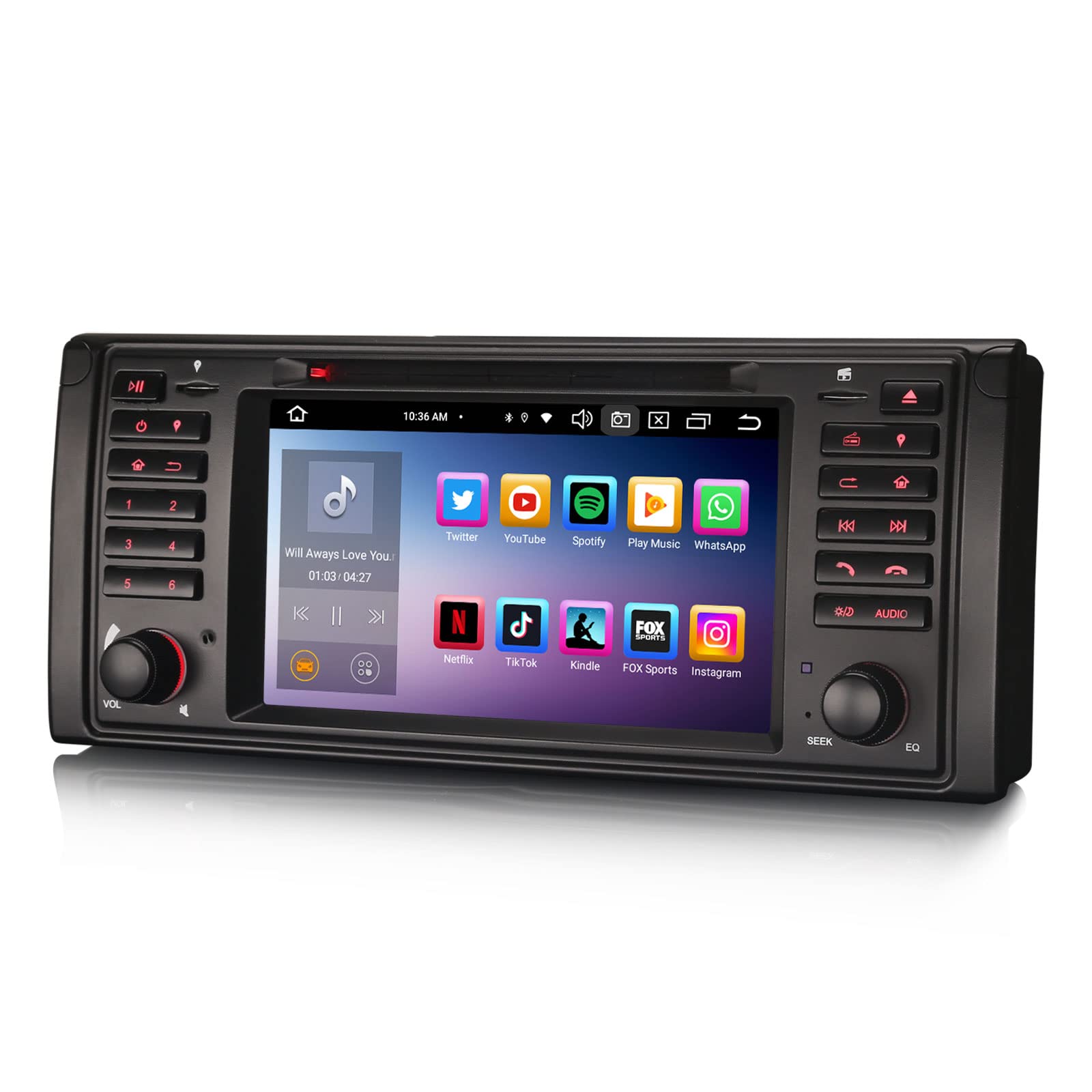 Erisin 7 Inch 8-Core 4GB RAM+64GB ROM Android 12 Car DVD Player for BMW X5 E53 - GPS Navigation, DAB+, Touch Screen, Apple CarPlay, Android Auto, Bluetooth 5.0, WiFi, DSP, FM, ADP2, SWC - Perfect for Road Trips & Daily Commutes