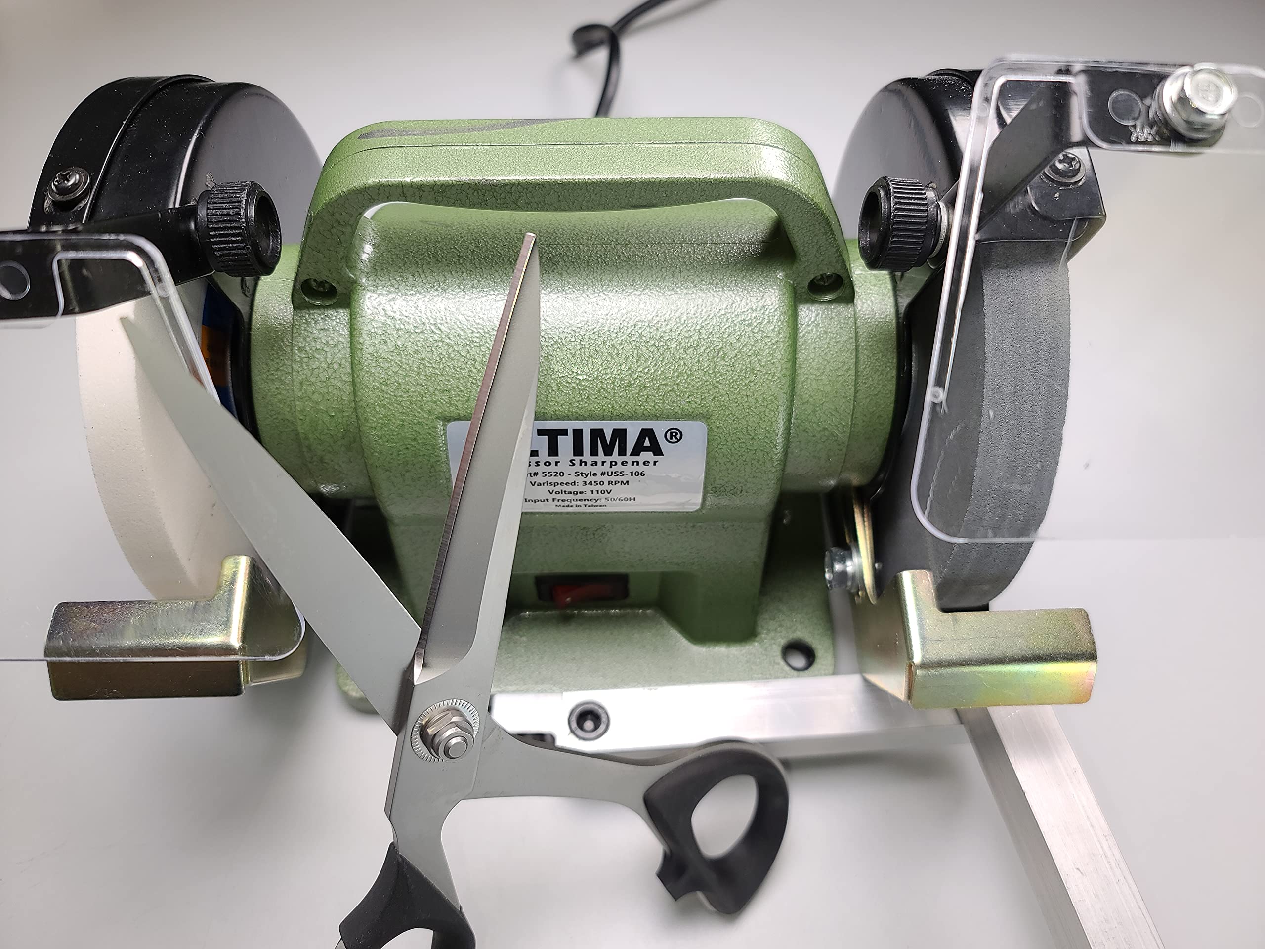 Ultima Scissor Sharpener - Professional Benchtop Grinder & Polisher with Convexing Clamp for High-Quality Scissor & Shear Sharpening | Perfect for Salon, Barber, Kitchen & Crafting Tools