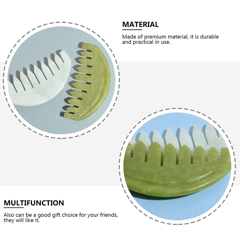 Minkissy Wide Tooth Jade Hair Comb for Curly & Thick Hair - Detangling Styling Brush for Home & Salon Use - Natural Green Jade Comb for Gentle Hair Care (Perfect for Daily Styling, Travel & Gift Giving)