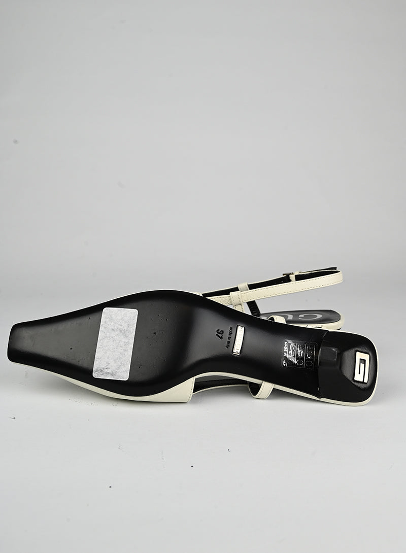 Gucci White Leather Slingback Heels Women's Size 37 - Perfect for Parties, Weddings & Office Wear