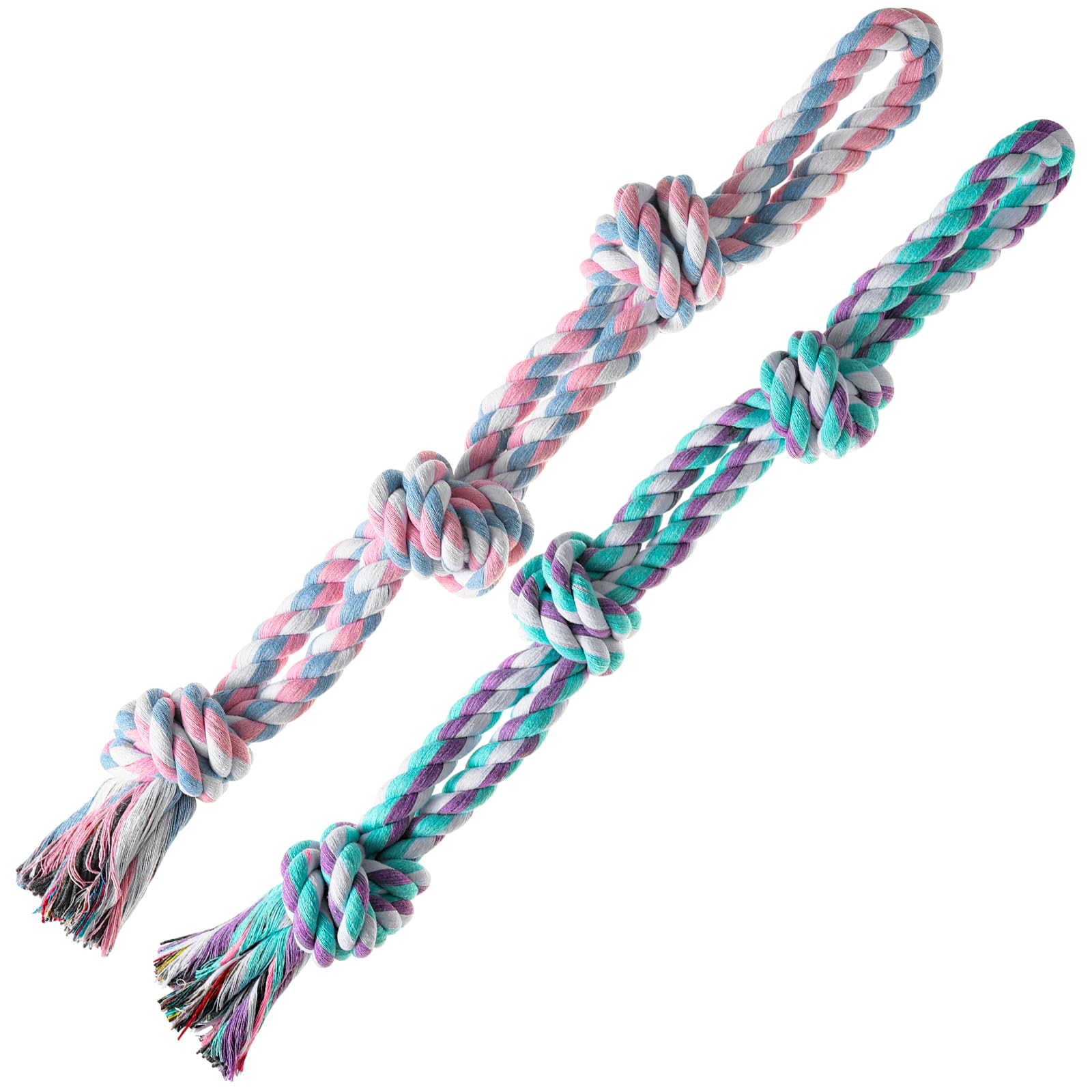 **2 Pack Indestructible Dog Rope Toys for Aggressive Chewers – Tough Puppy Teething Chew Toys for Small to Large Breeds, Dental Cleaning & Tug of War Play – Perfect for Boredom Relief & Interactive Playtime**