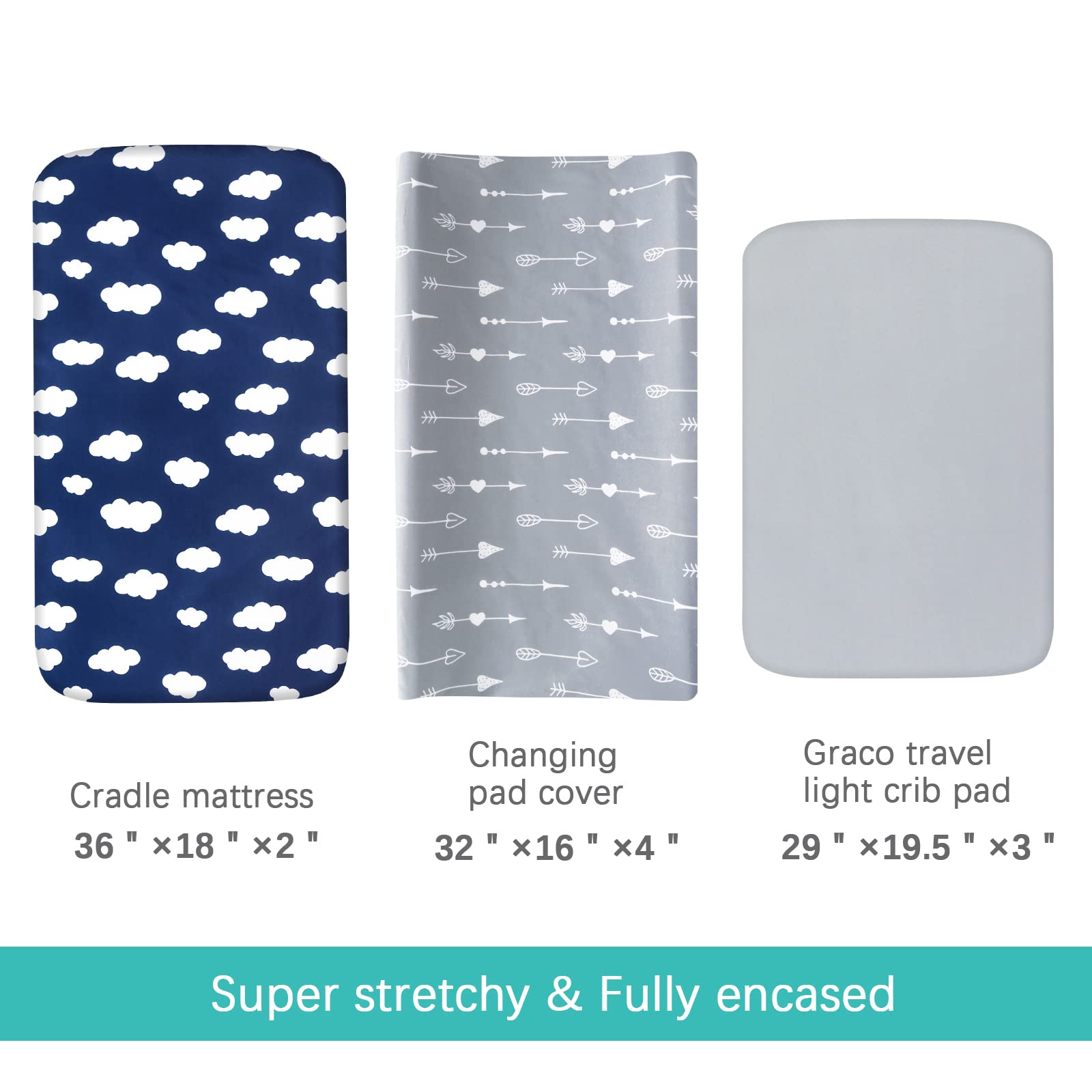 4 Pack Soft Microfiber Changing Pad Covers (32