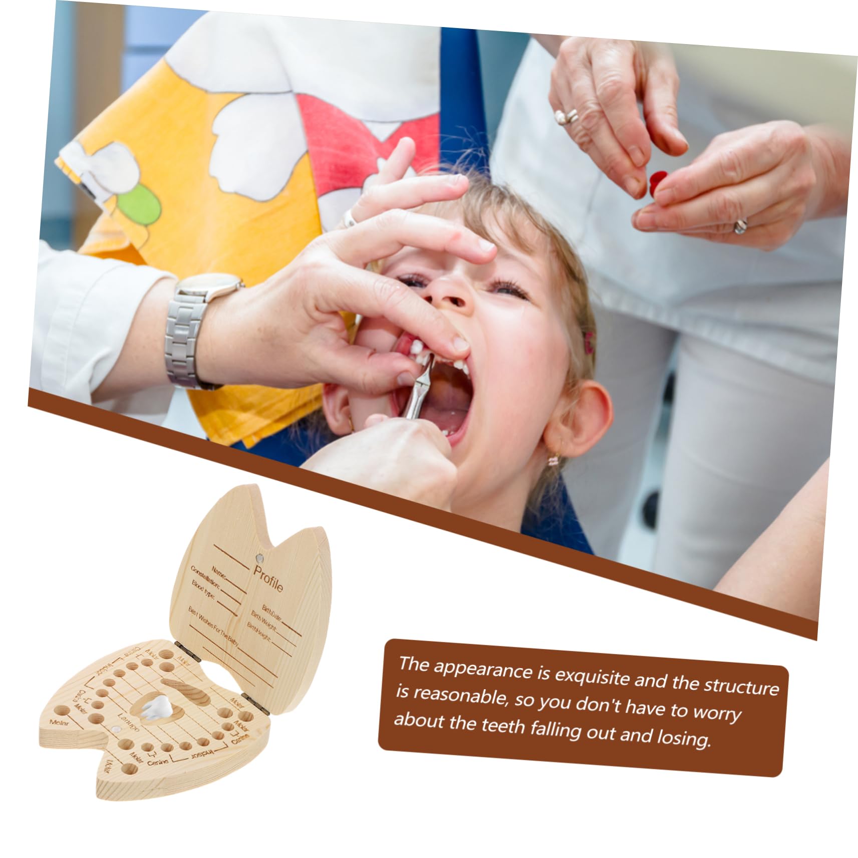 BIUDECO Wooden Tooth Storage Box - Kids Tooth Holder for Baby Teeth & Childhood Memories | Perfect for Organizing and Preserving Lost Teeth as Keepsakes