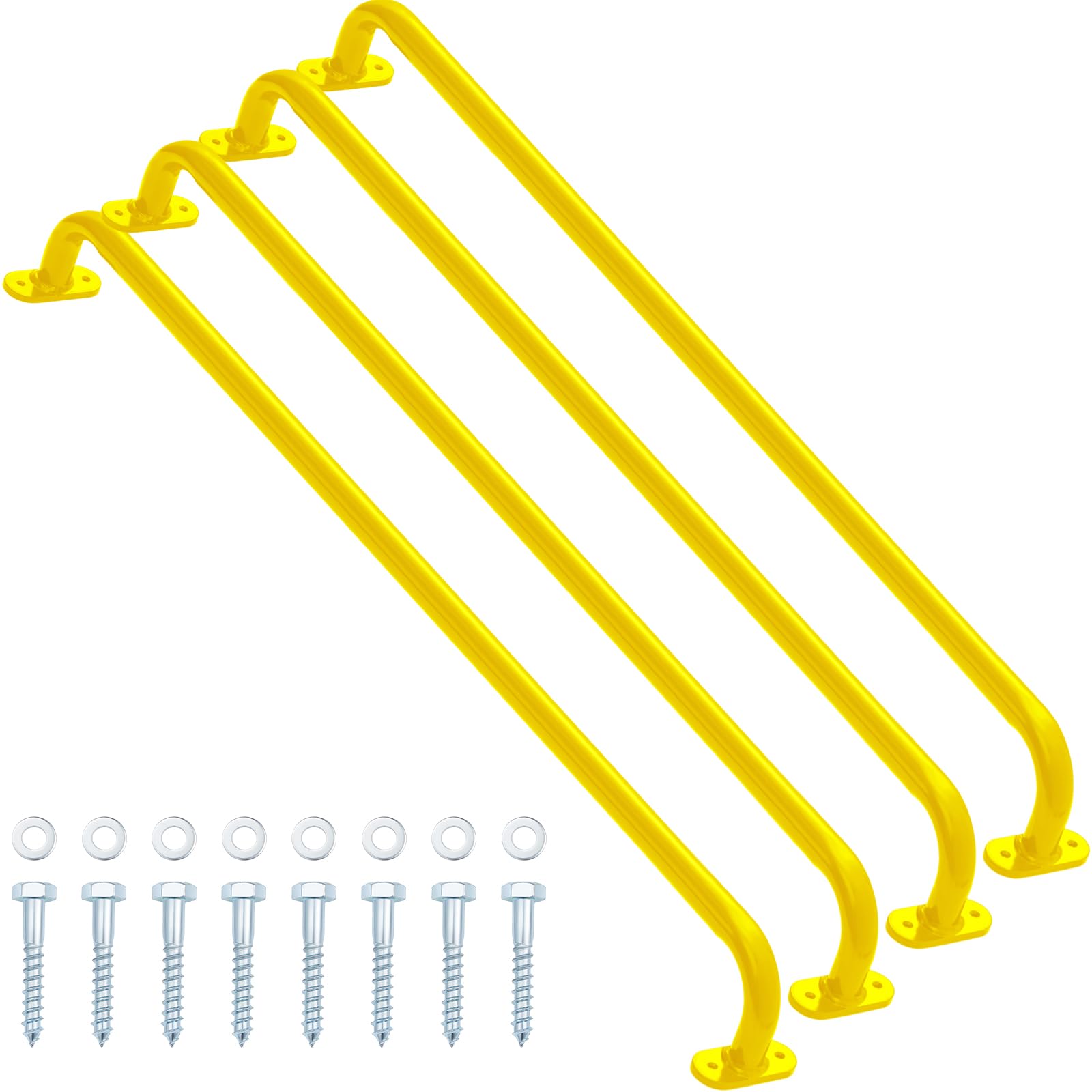 Lounsweer 4 Pack 37 Inch Monkey Bars - Heavy Duty Metal Playground Handles for Outdoor Playhouse, Treehouse & Backyard Climbing Accessories - Perfect for Kids' Adventure Play & Backyard Fun