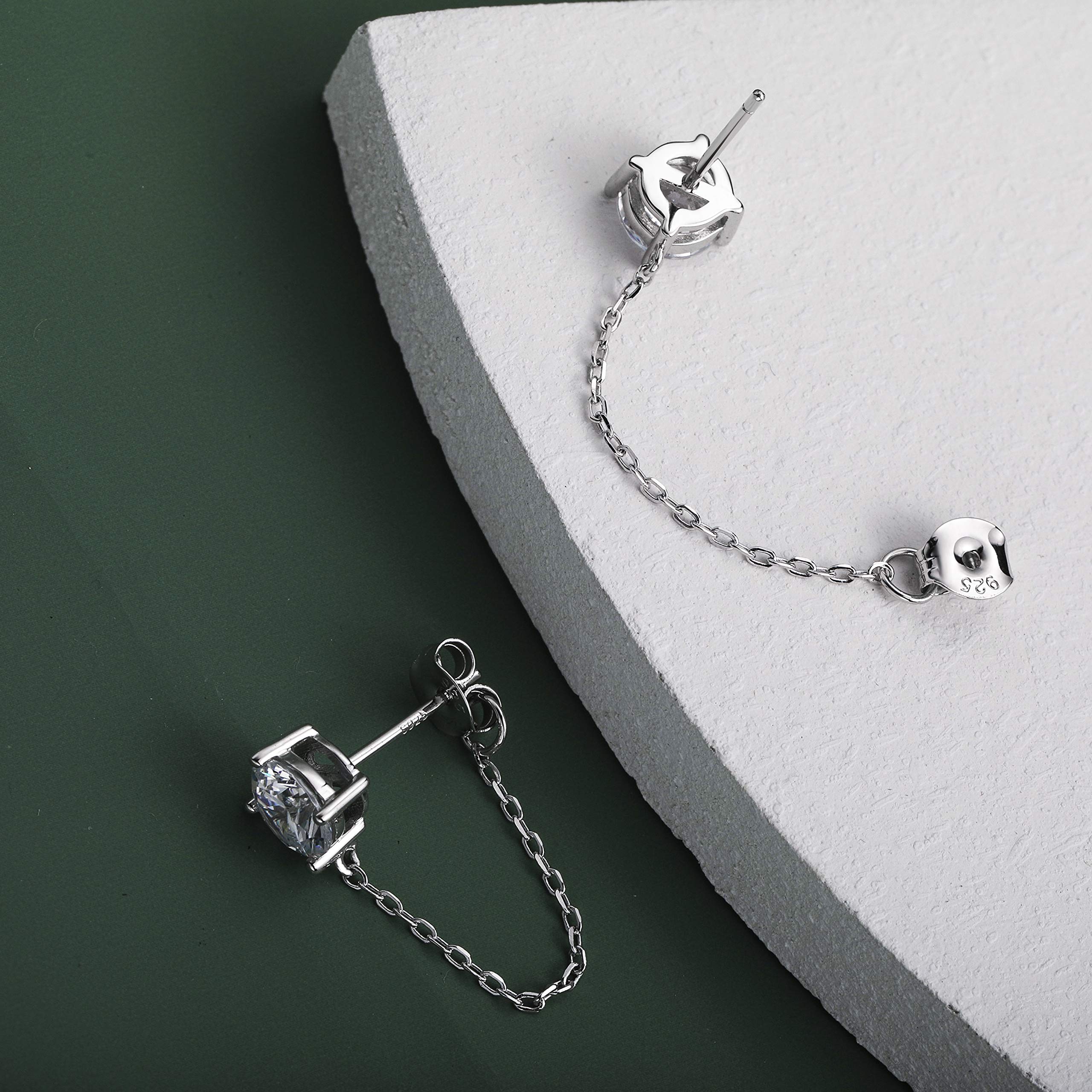 Sterling Silver Cubic Zirconia Butterfly Leaf Chain Dangle Earrings for Women | Elegant Stud Earrings with CZ Stones | Perfect for Parties, Weddings & Everyday Wear