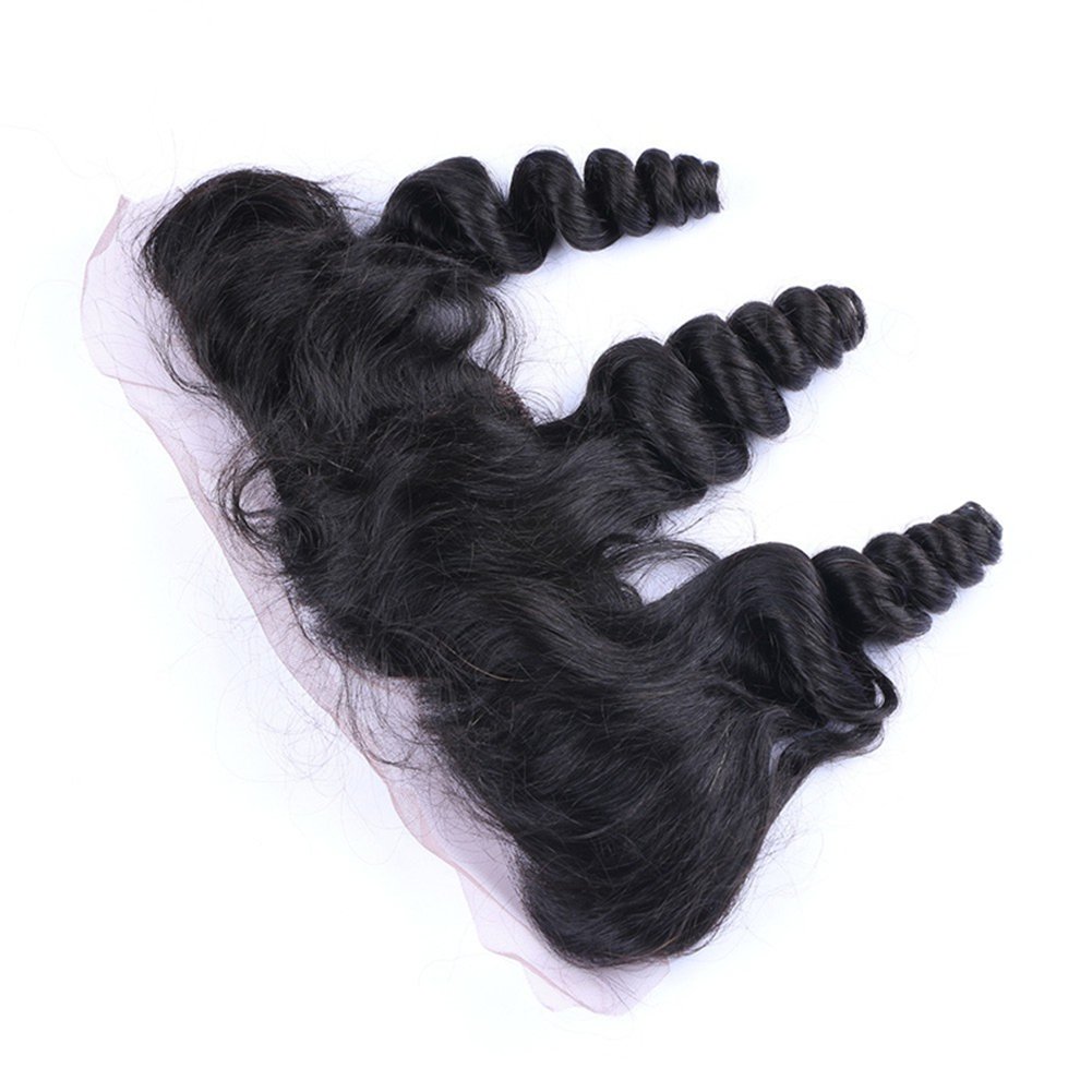 13x4 Silk Base Frontal Closure with Baby Hair | 8A Malaysian Loose Wave Curly Human Hair | 4x4 Full Lace Frontal | Virgin Hair Extensions for Natural Look | Perfect for Daily Wear, Special Occasions & Styling