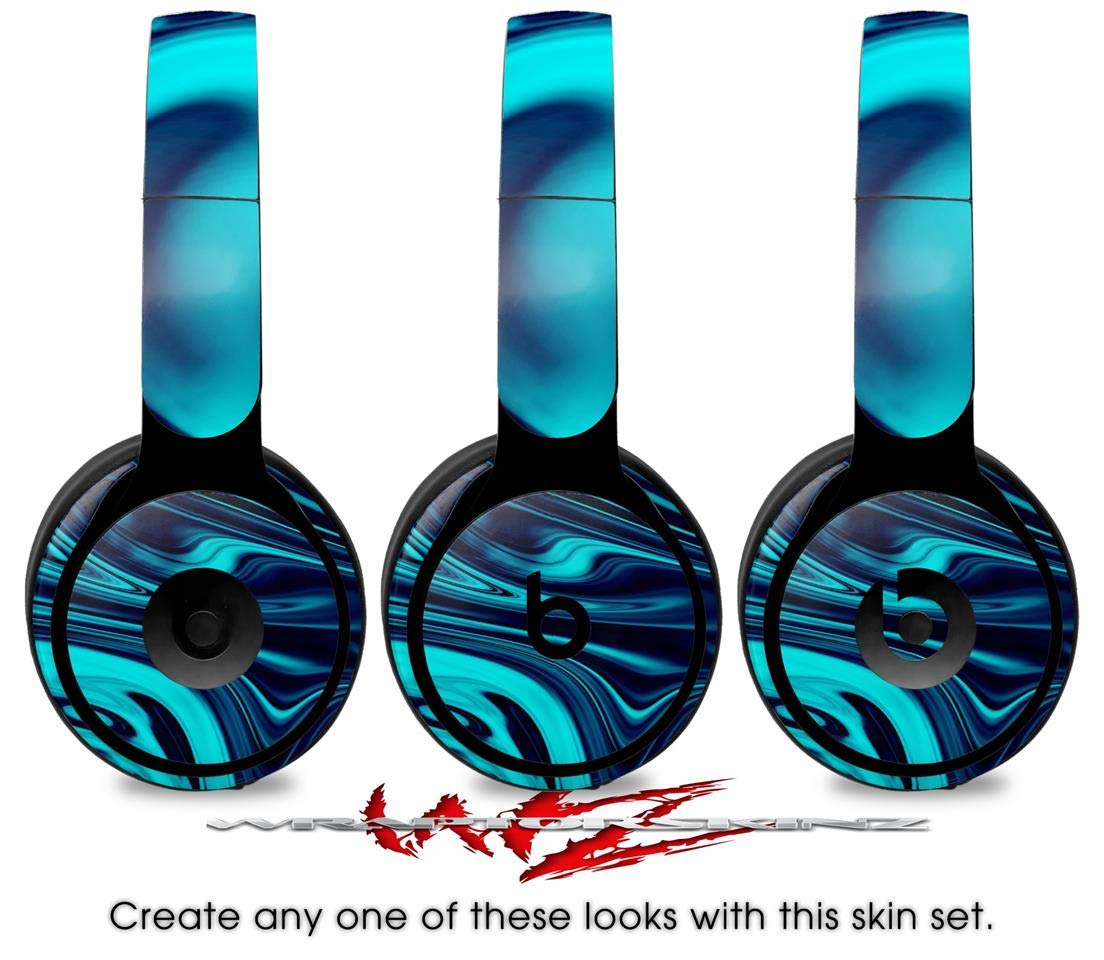 Beats Solo Pro Headphone Skin Decal Wrap - Liquid Metal Chrome Neon Blue Protective Cover | Compatible with Beats Solo Pro (Headphones Not Included) | Perfect for Gym, Travel & Daily Use