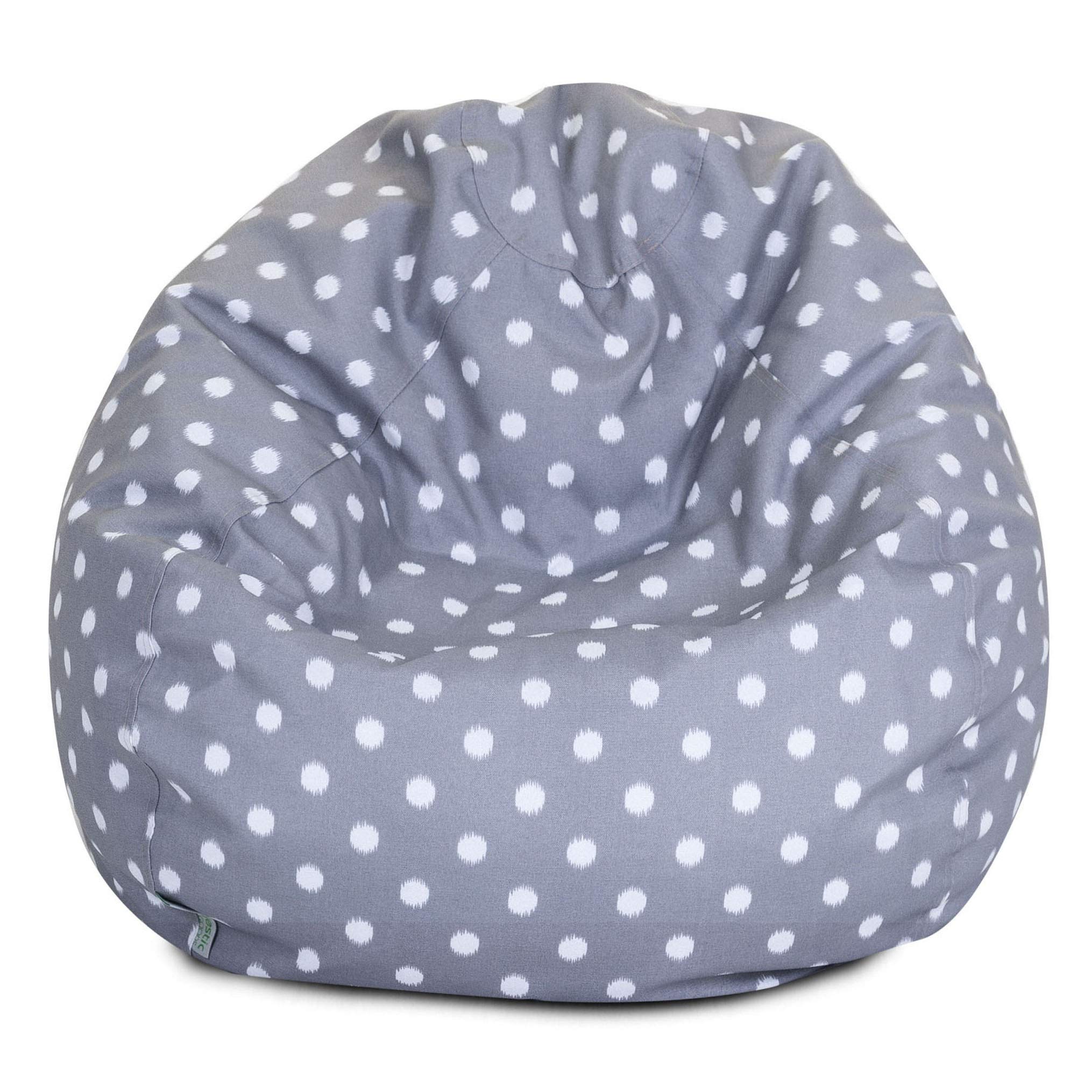 Majestic Home Goods Ikat Dot Large Classic Bean Bag Chair - Gray | Comfortable Lounge Chair for Living Room, Bedroom, Kids Playroom & Dorm Decor