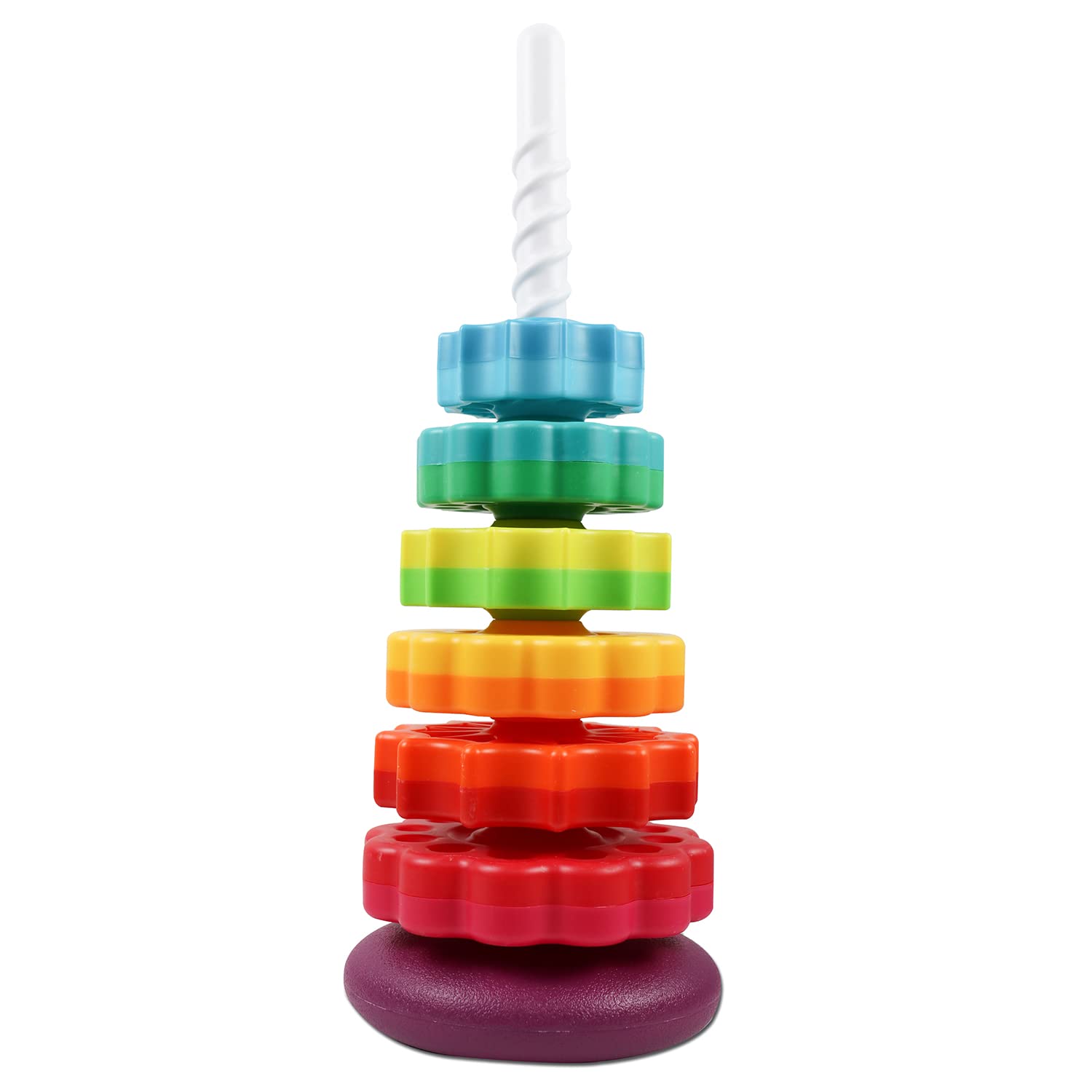 Premium Rainbow Spinning Stacking Toy for Toddlers - Durable ABS Plastic Educational Brain Development Toy for 1 Year Old Kids - Fun Learning Activity for Motor Skills & Color Recognition - Perfect for Playtime, Daycare & Early Childhood Education