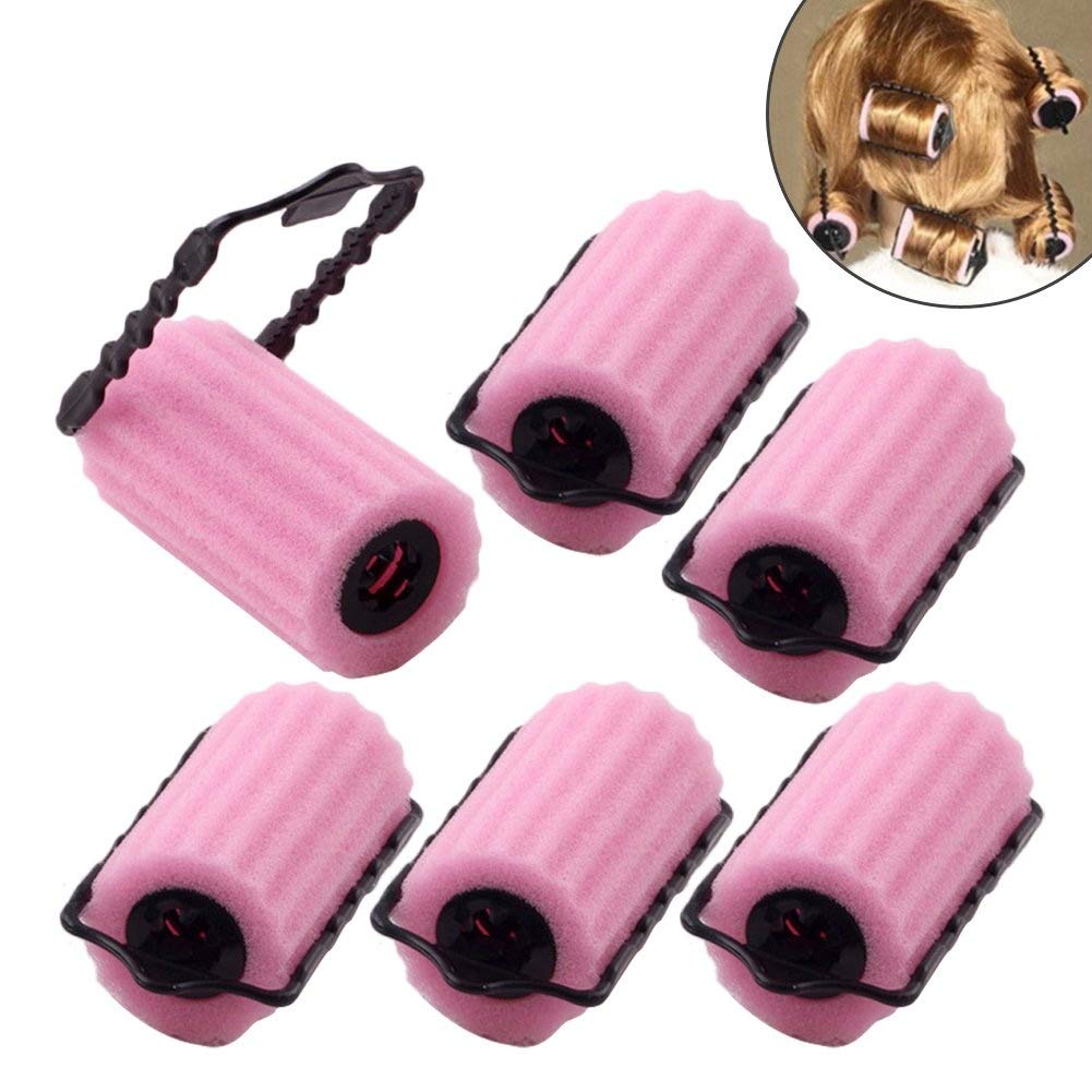 EQLEF® 6-Pack Hair Curlers for Women - Soft Sponge Foam Rollers for Curly Waves & Styling - DIY Home Salon & Professional Hairdressing Accessories