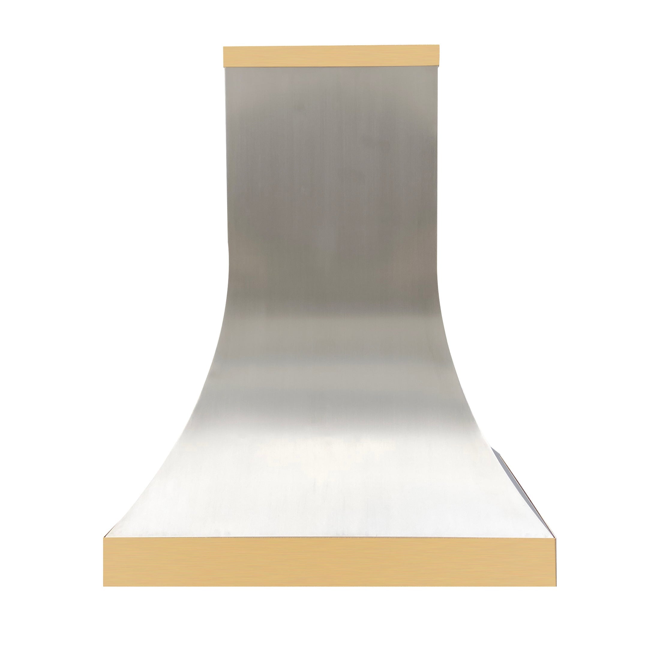Premium RHM Curved Stainless Steel Custom Range Hood with Brass Accents - 35