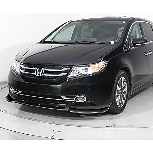 HYPERSPEED 3PCS CK-Style ABS Front Bumper Spoiler Lip for 2011-2017 Honda Odyssey - Painted Black Car Body Kit, Exterior Accessories & Air Chin - Perfect for Street Racing, Car Shows & Custom Styling