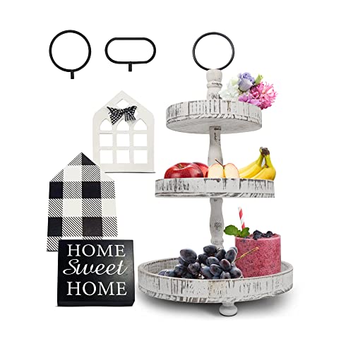 3 Tiered Tray - Distressed White