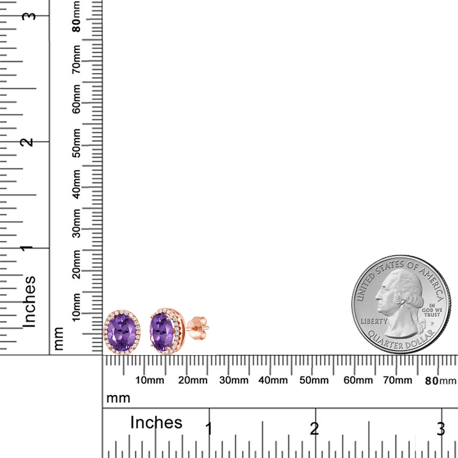 9X7MM Oval Cut Gemstone Birthstone Halo Earrings for Women | 18K Rose Gold Plated Sterling Silver | Fine Jewelry Gifts for Mom, Wife, Her | Anniversary, Birthday, Mother's Day Present