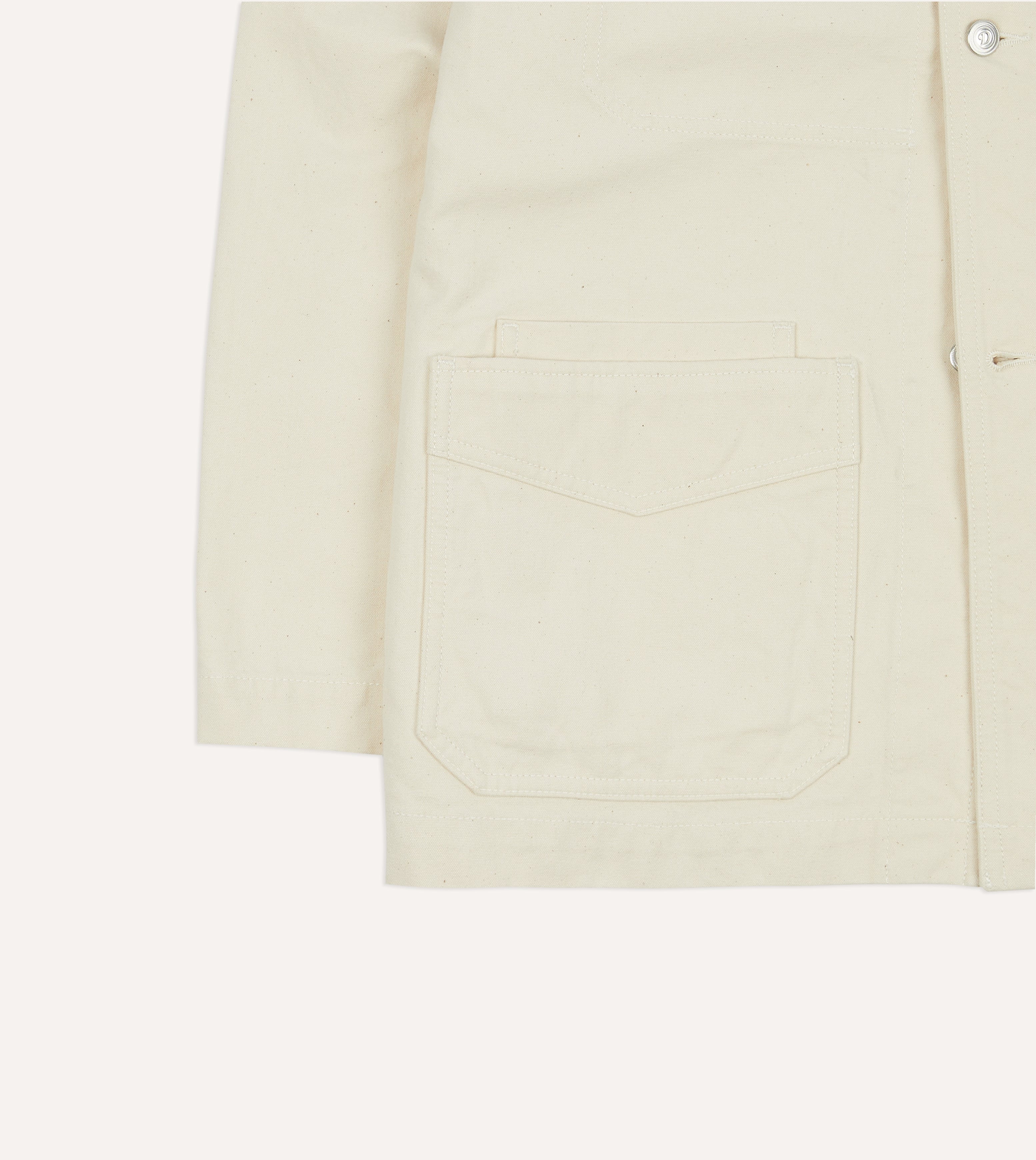 Eco-Friendly Ecru Cotton Duck Canvas Five-Pocket Chore Jacket - Durable Workwear for Outdoor Activities, Gardening & Casual Wear
