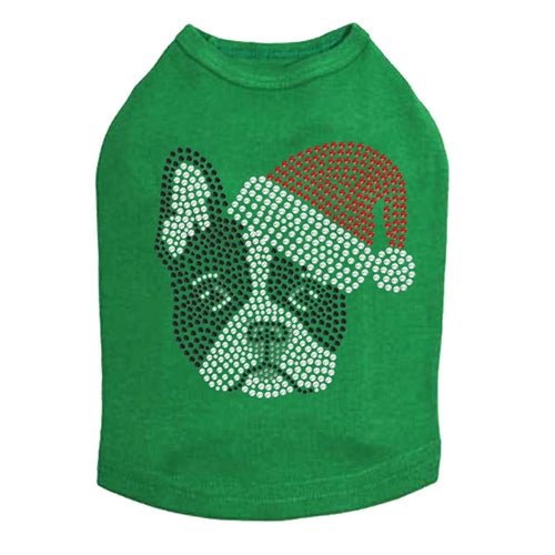 Boston Terrier Christmas Dog Tank Top with Santa Hat - Festive Holiday Pet Apparel for Dogs - Perfect for Christmas Photos & Holiday Parties