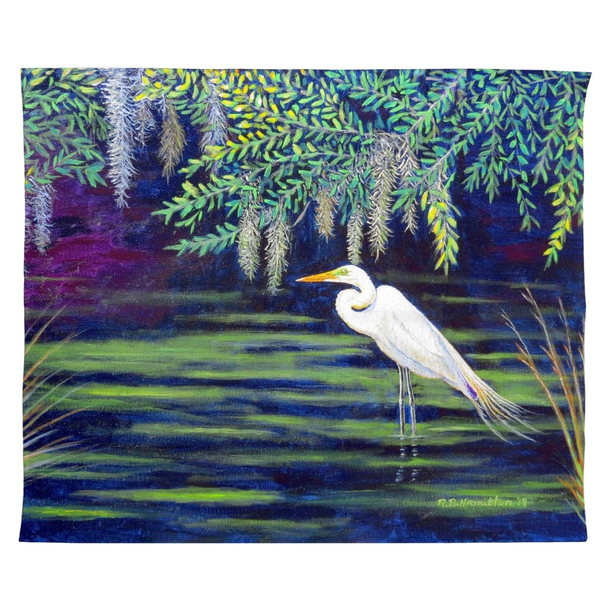 Betsy Drake TP751 24x30 Inch Egret Lagoon Canvas Wall Art - Coastal Decor for Living Room, Bedroom & Office