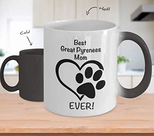 Best Color Changing Coffee Mug for Dog Lovers - Great Pyrenees Dog Mom Gift Idea - Unique Christmas Present for Wife & Women - Perfect for Home, Office & Dog Lover Appreciation Gifts