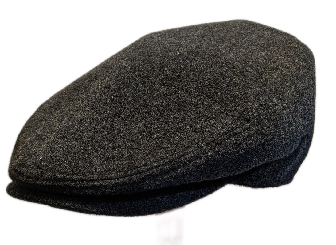 Premium Wool Flat Cap for Men - Dark Grey Grand Hatters House Label | Classic British Style Hat for Outdoor Activities, Travel & Casual Wear